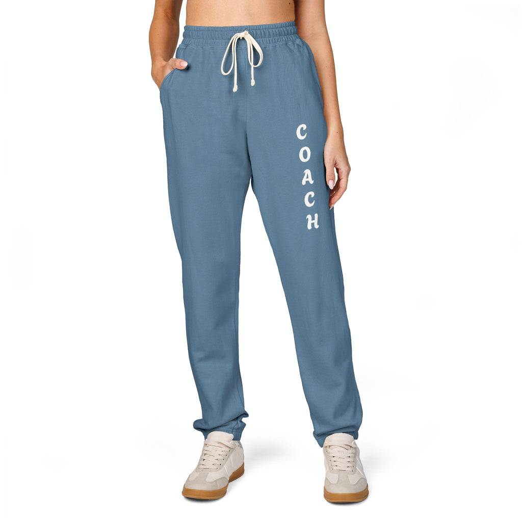 Adults Coach Vertical Logo Sweatpants — Garment-Dyed Fleece Joggers