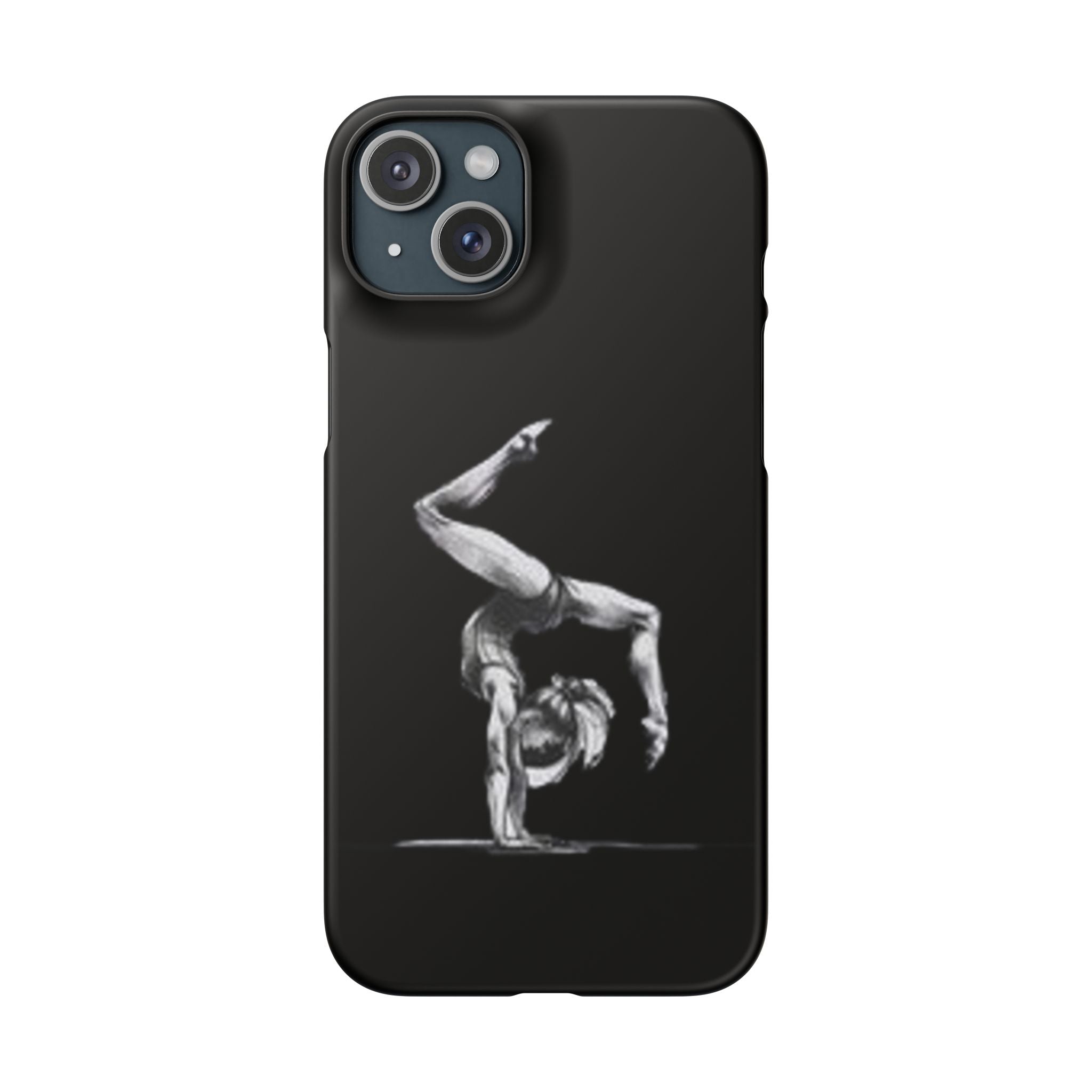 Gymnastics Phone Case — Black Chalk-Style Handstand Design