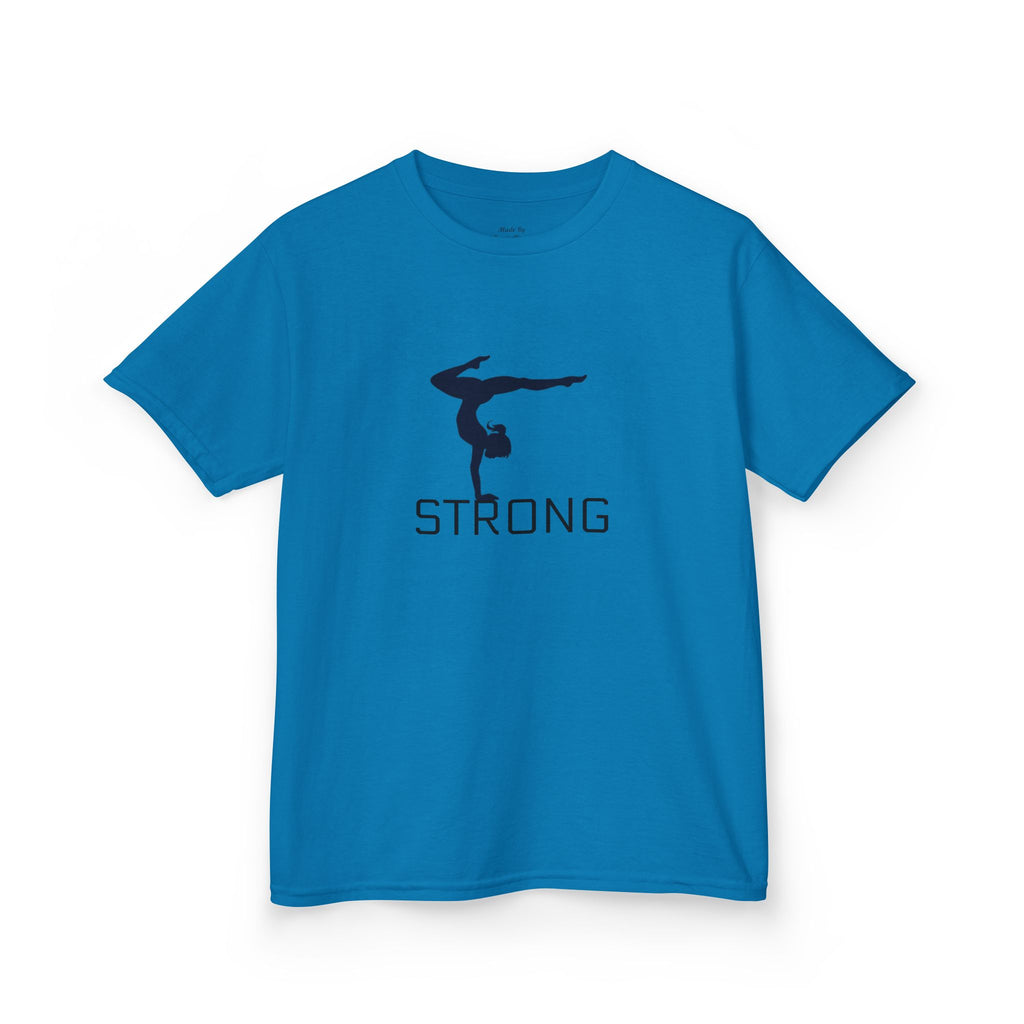 Kids Gymnastics Tee — 'STRONG' Handstand Silhouette Shirt