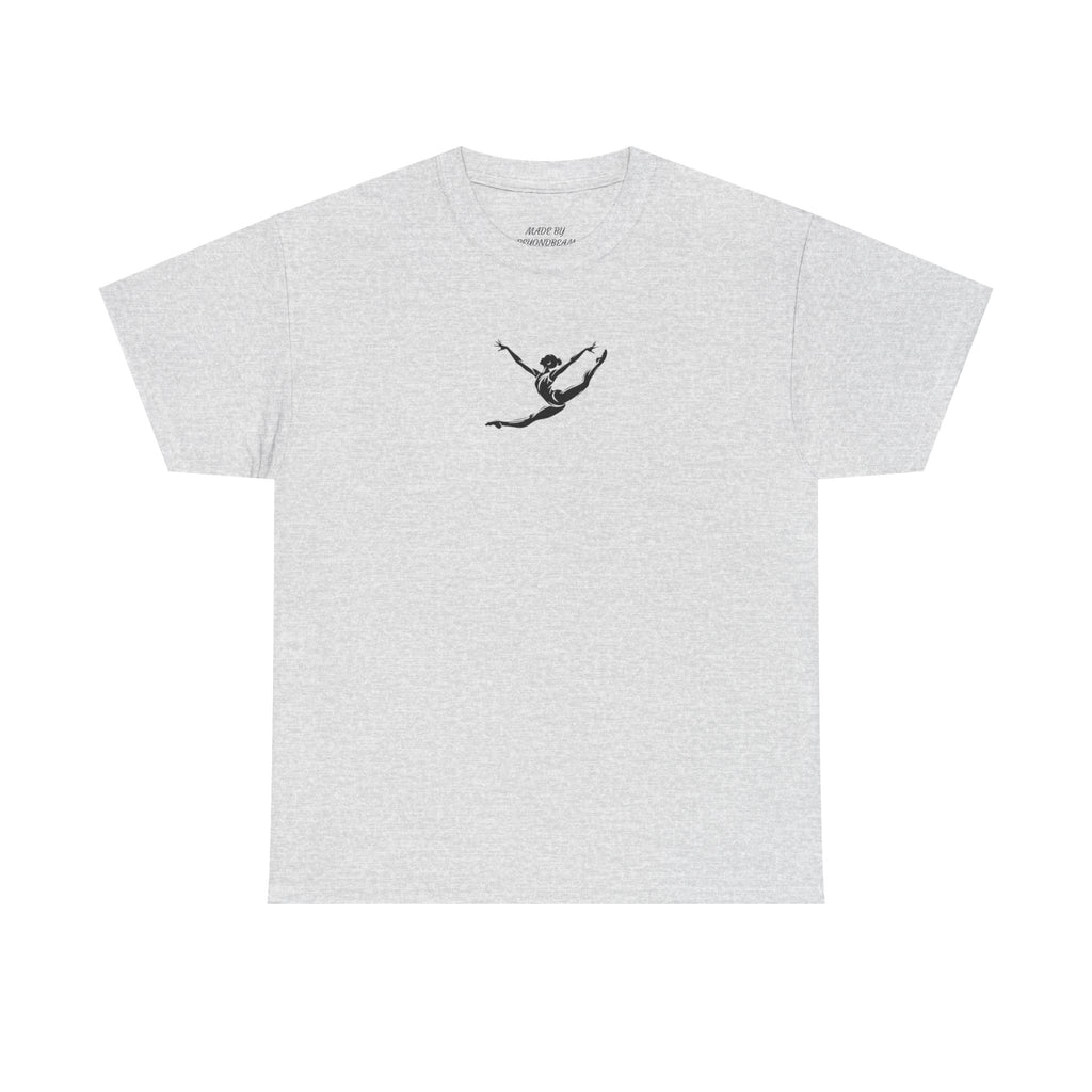 Gymnast Minimalist Tee — Small Graceful Leap Graphic T-Shirt (Adults)