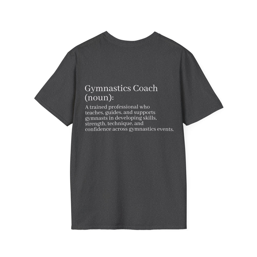 Adults Gymnastics Coach Definition T-Shirt — Back-Print Gift for Coaches