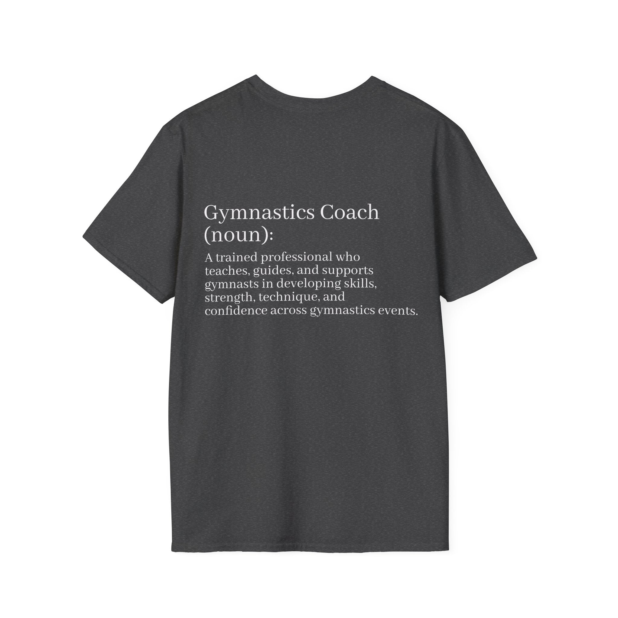 Adults Gymnastics Coach Definition T-Shirt — Back-Print Gift for Coaches