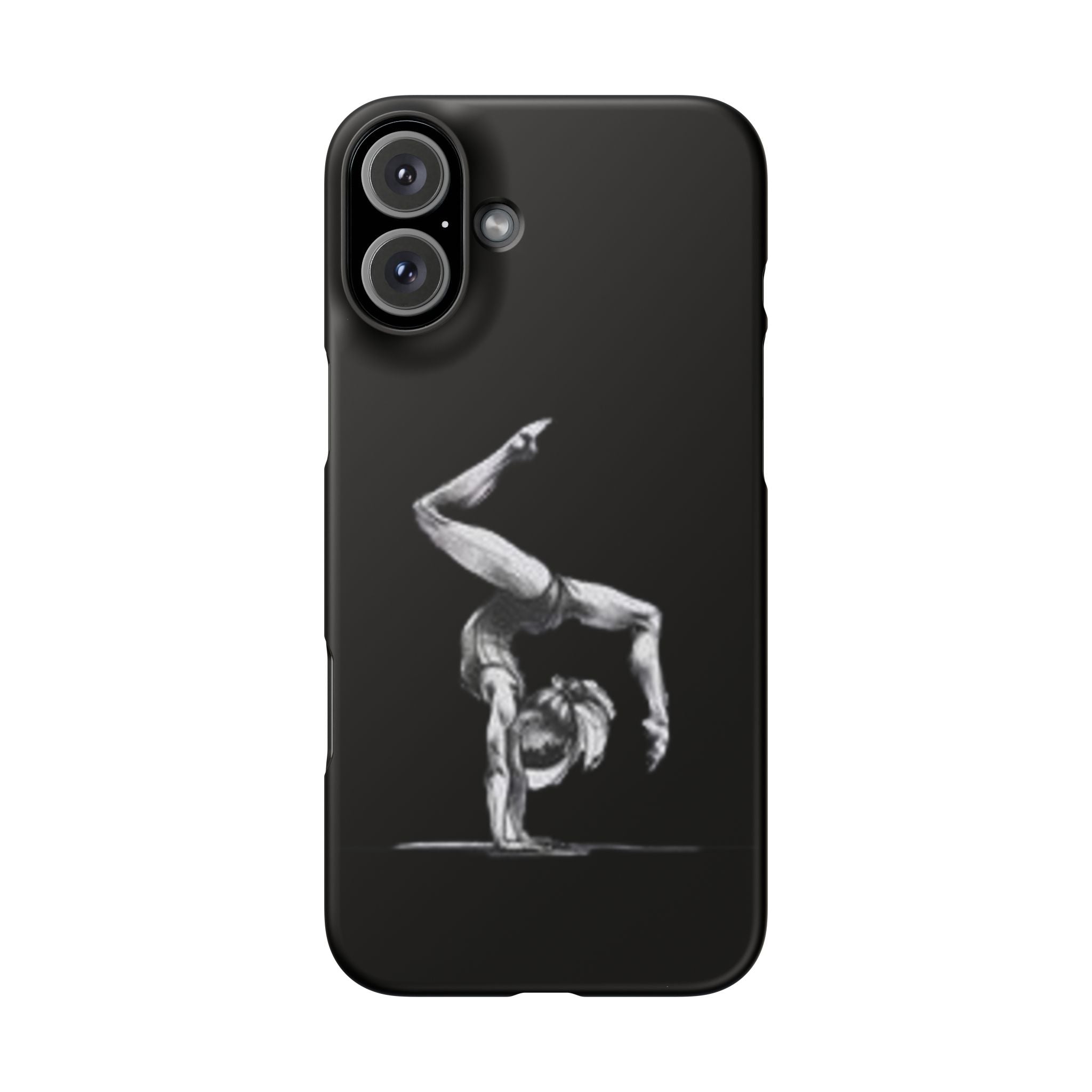 Gymnastics Phone Case — Black Chalk-Style Handstand Design