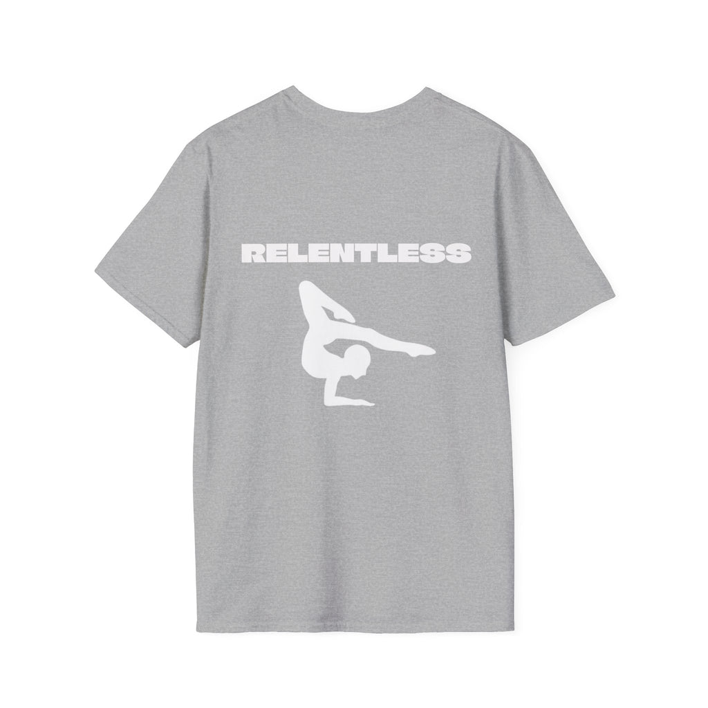 Relentless Gymnastics T-Shirt — Back Silhouette Athletic Tee (Adults)