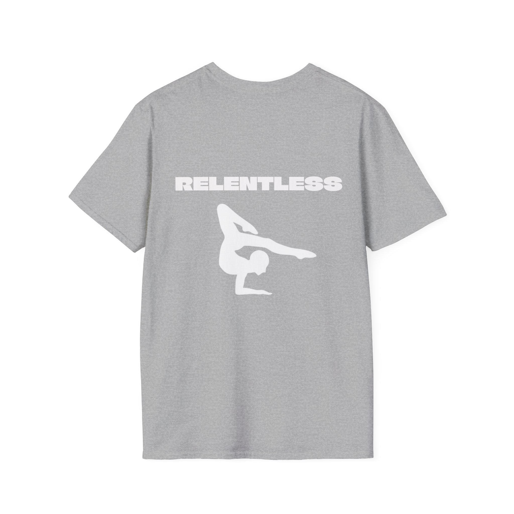 Relentless Gymnastics T-Shirt — Back Silhouette Athletic Tee (Adults)