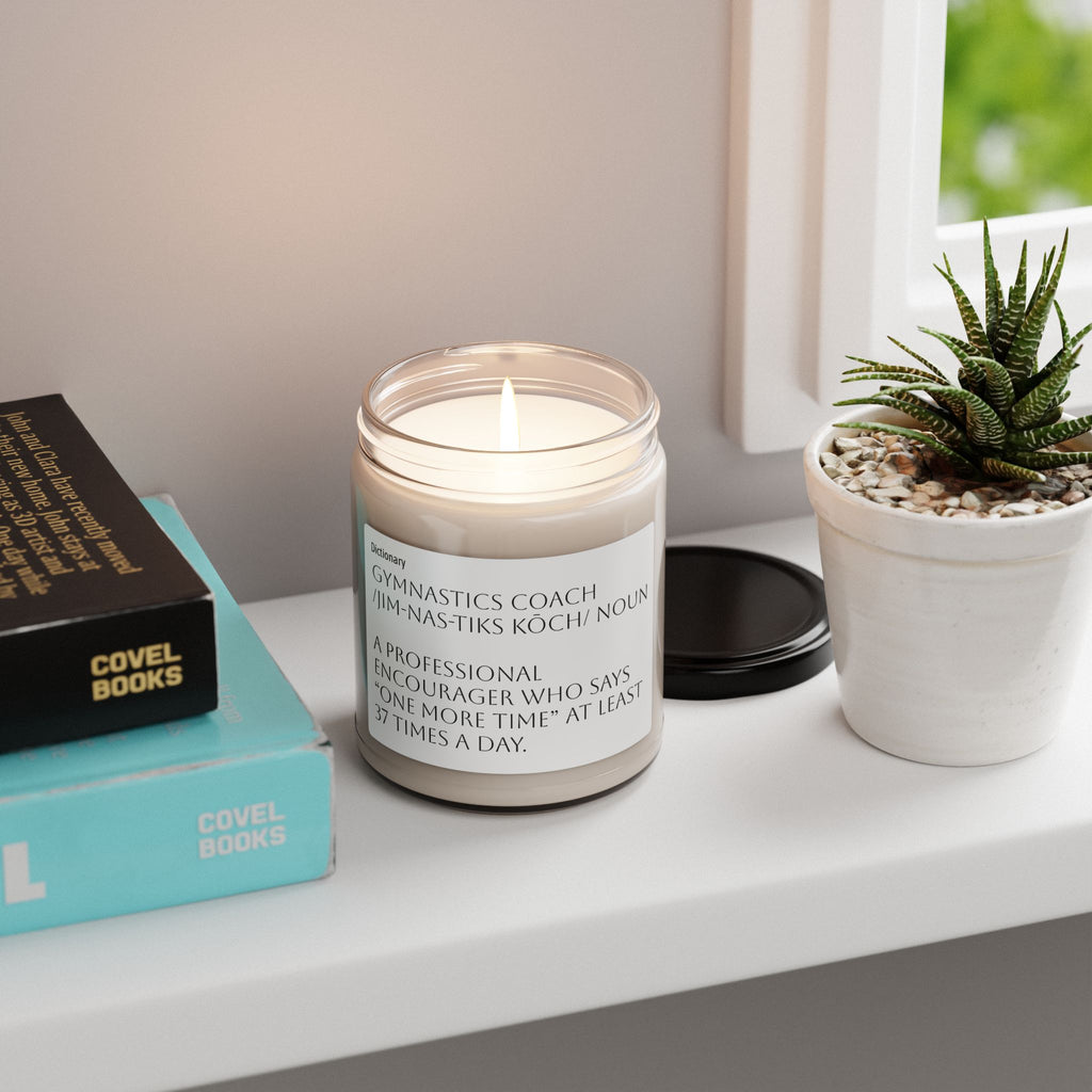 Gymnastics Coach Scented Soy Candle — 9oz Gift for Coaches, Motivational 'One More Time' Definition