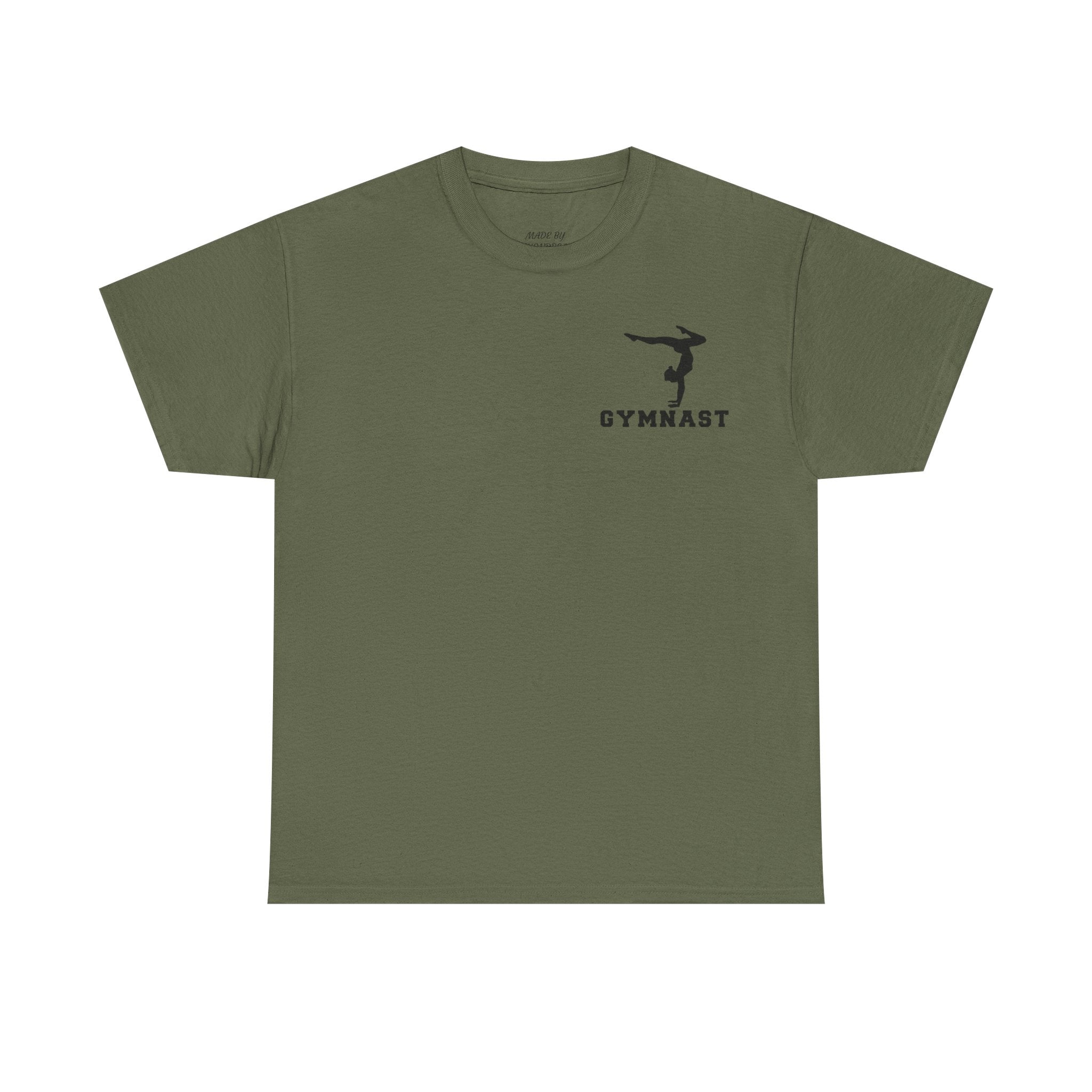 Gymnast Silhouette T-Shirt — "GYMNAST" Chest Logo Athletic Tee (Adults)
