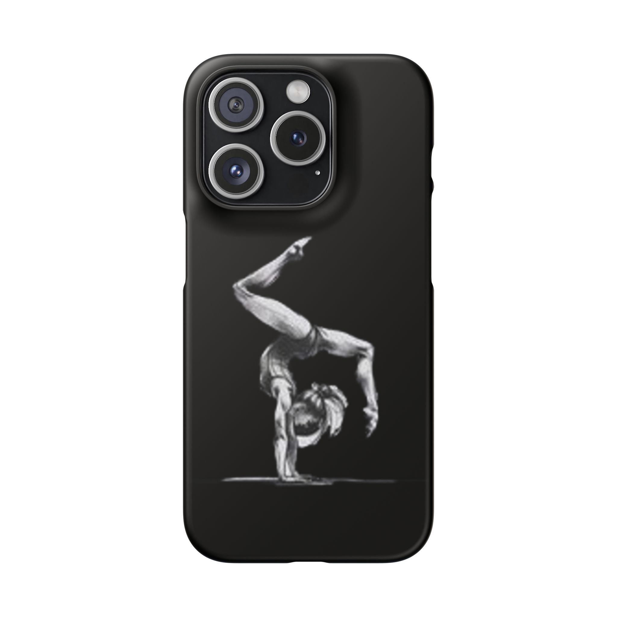 Gymnastics Phone Case — Black Chalk-Style Handstand Design