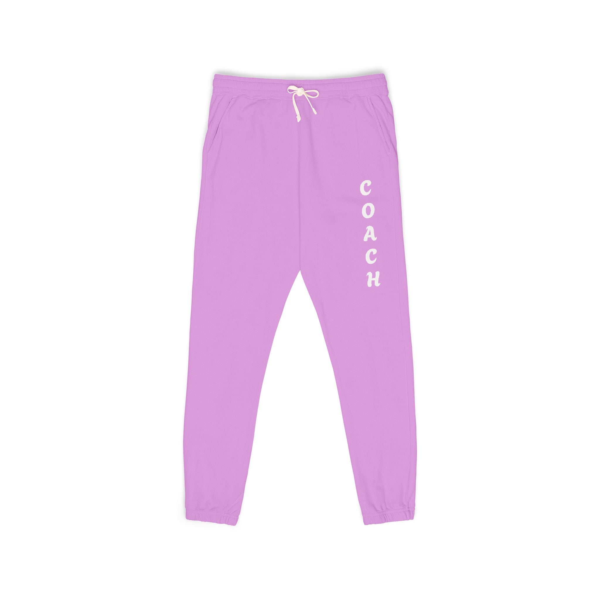 Adults Coach Vertical Logo Sweatpants — Garment-Dyed Fleece Joggers