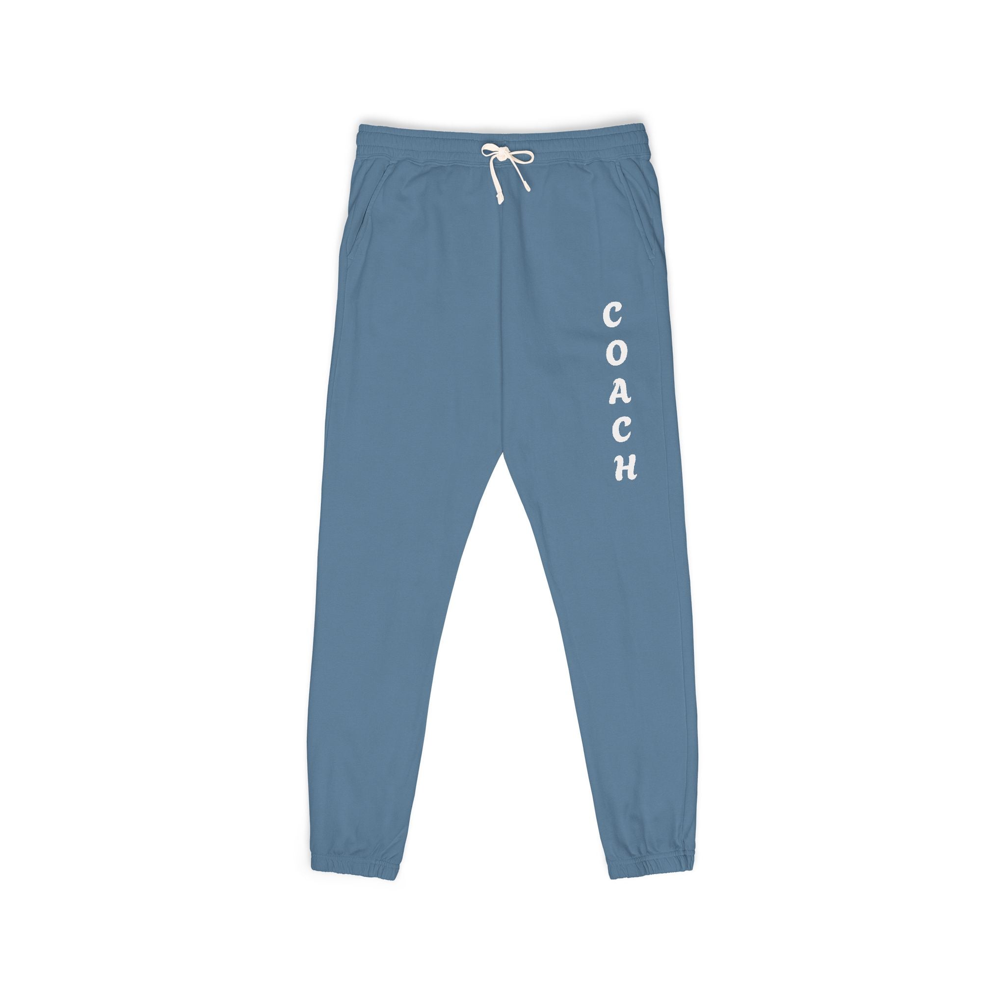 Adults Coach Vertical Logo Sweatpants — Garment-Dyed Fleece Joggers