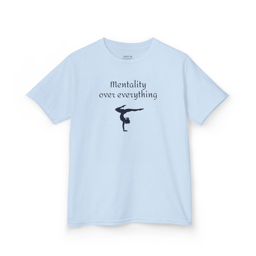 Kids Tee — “Mentality Over Everything” Gymnast Silhouette Shirt