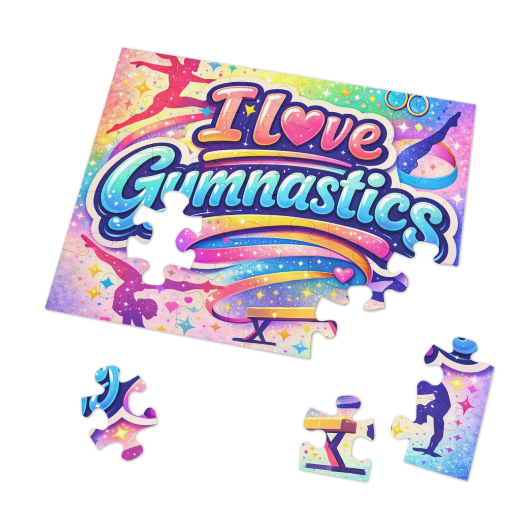 I Love Gymnastics Jigsaw Puzzle with Tin – Colorful Kids Gift