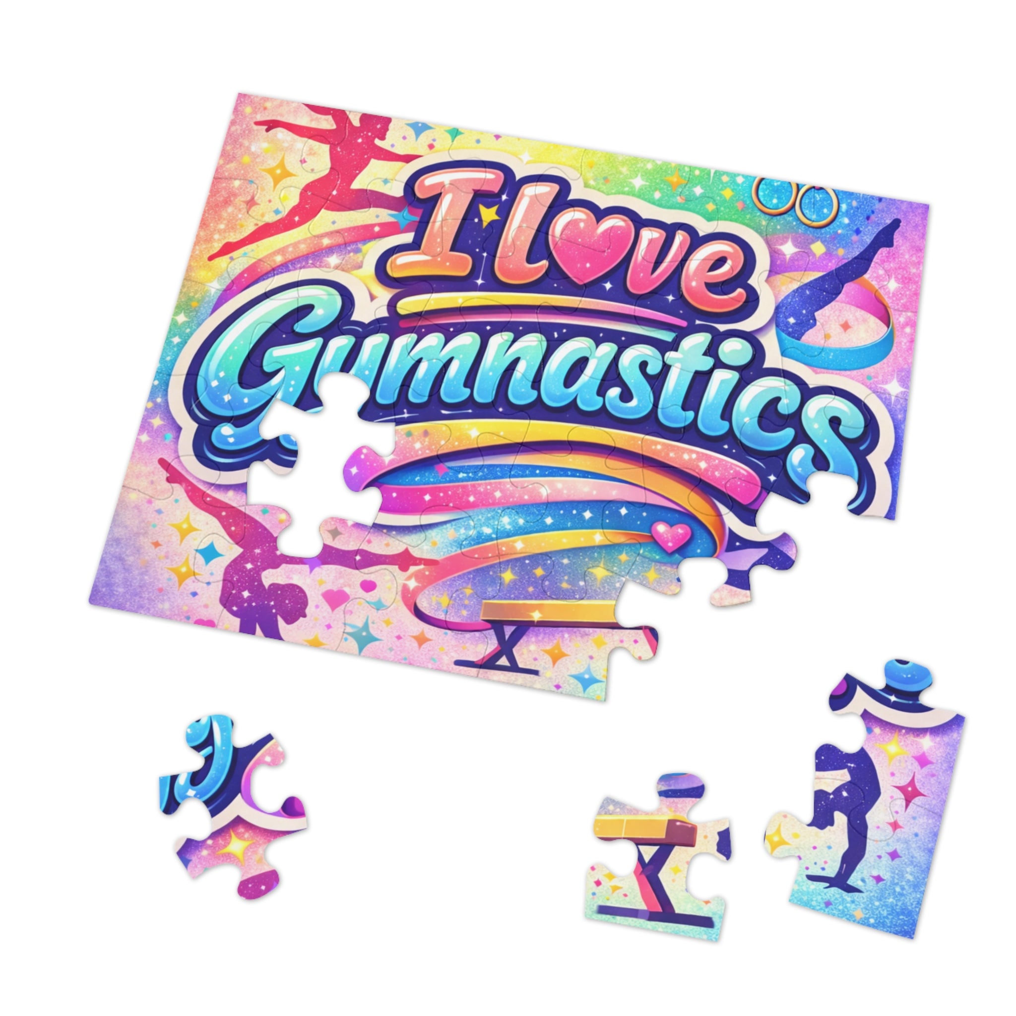 I Love Gymnastics Jigsaw Puzzle with Tin – Colorful Kids Gift