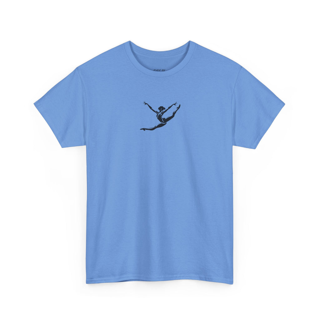 Gymnast Minimalist Tee — Small Graceful Leap Graphic T-Shirt (Adults)