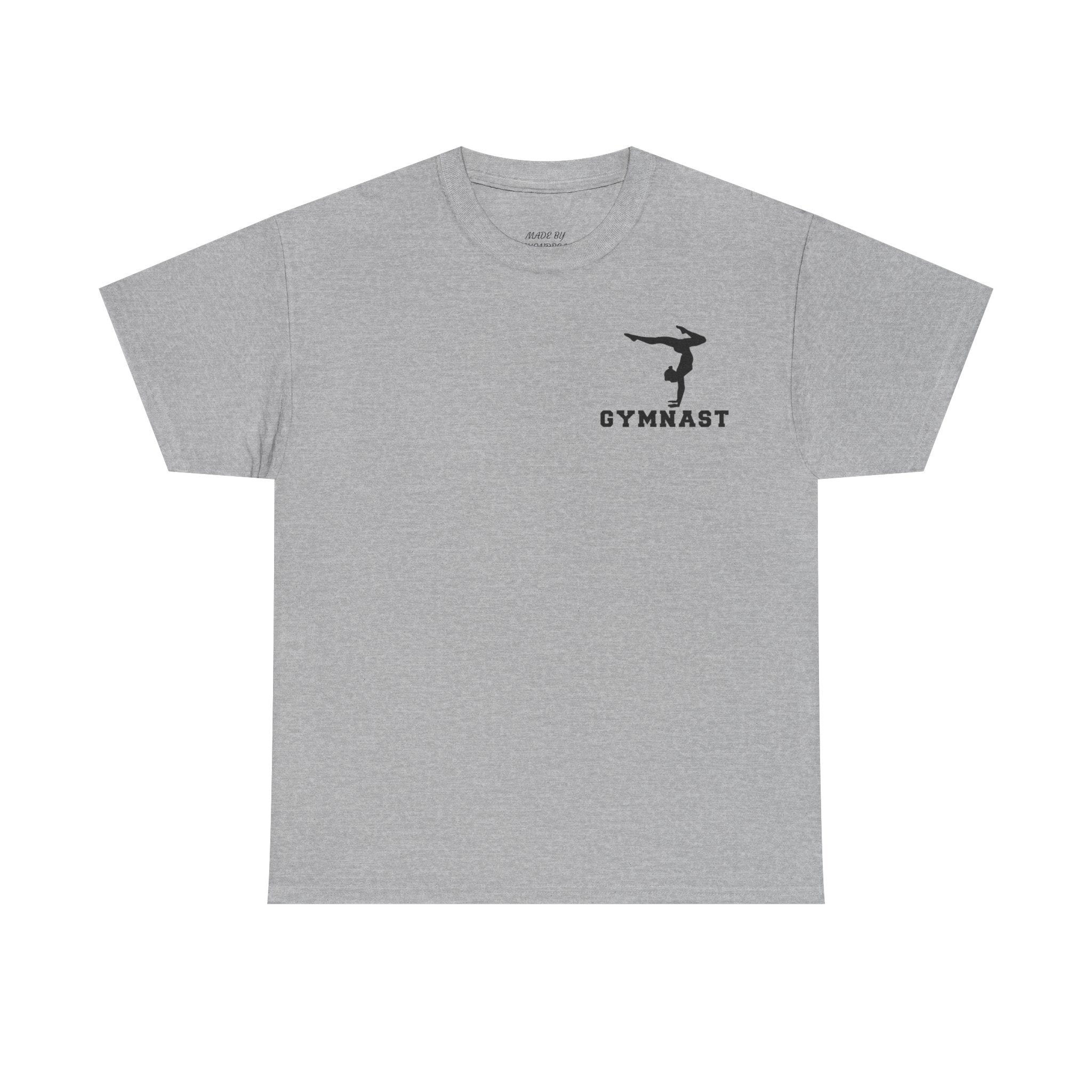 Gymnast Silhouette T-Shirt — "GYMNAST" Chest Logo Athletic Tee (Adults)