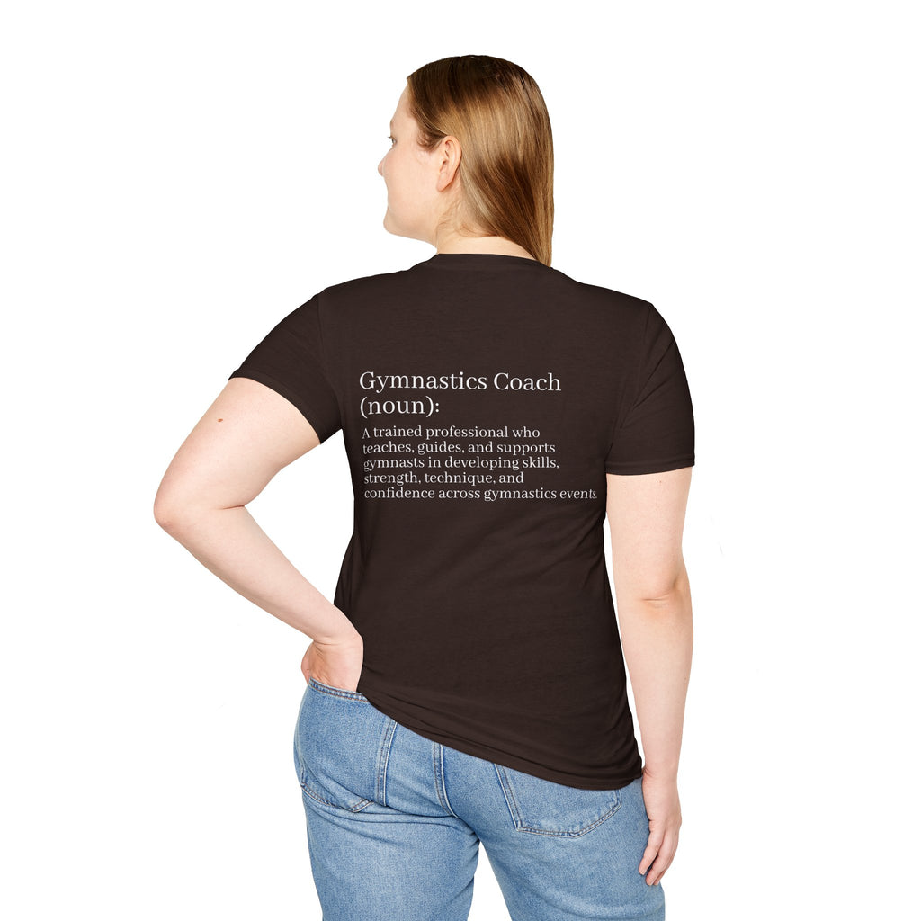 Adults Gymnastics Coach Definition T-Shirt — Back-Print Gift for Coaches