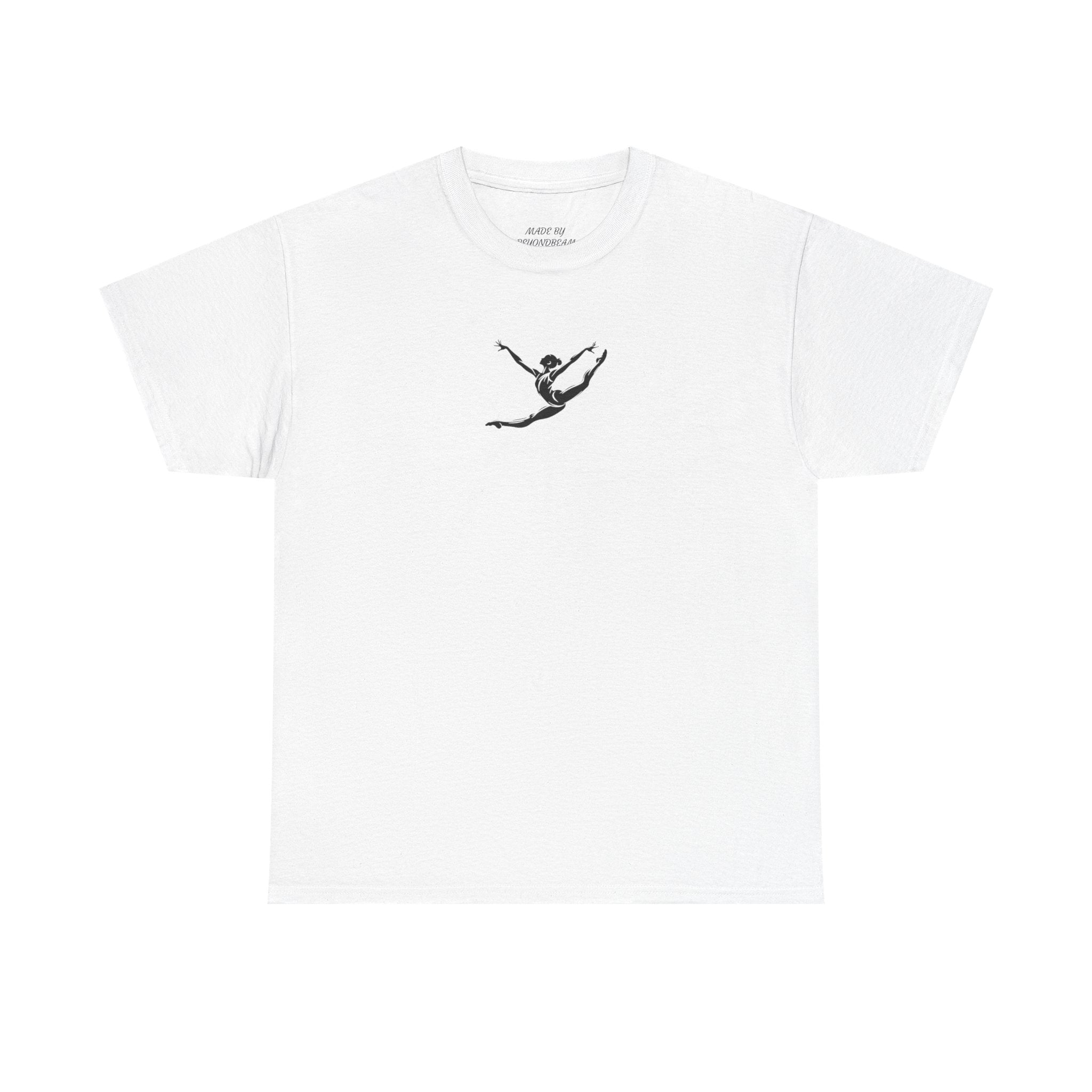 Gymnast Minimalist Tee — Small Graceful Leap Graphic T-Shirt (Adults)