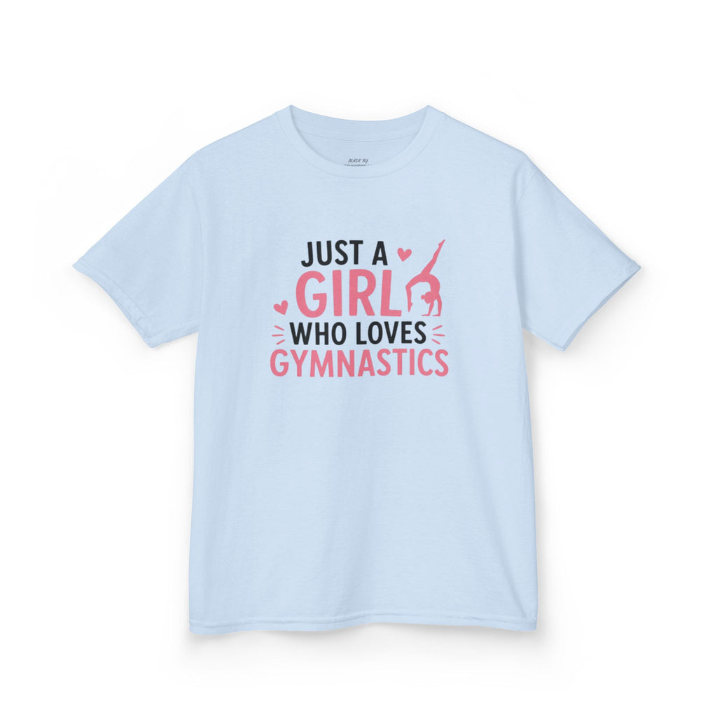 Kids Gymnastics T-Shirt - "Just a Girl Who Loves Gymnastics" Pink Design