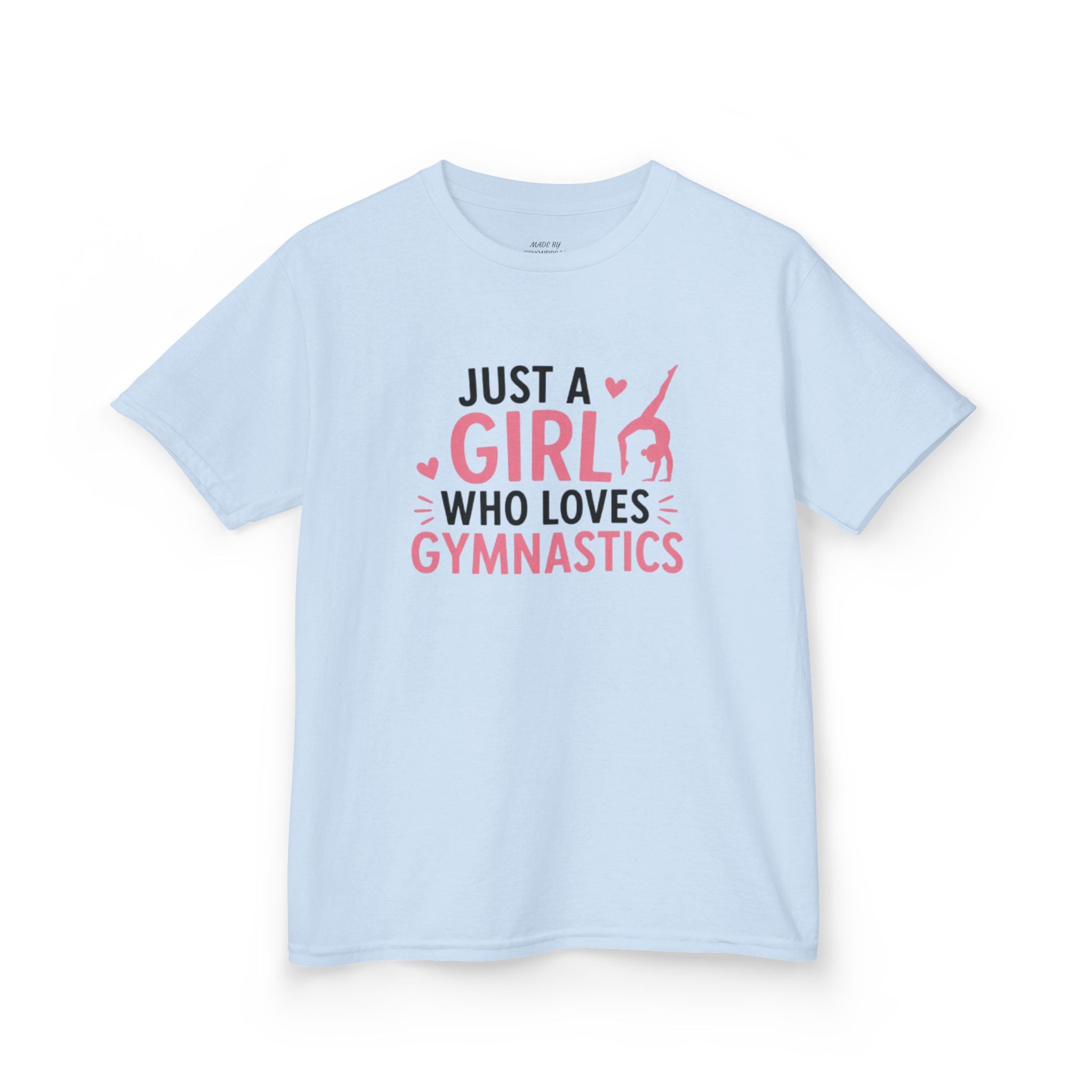 Kids Gymnastics T-Shirt - "Just a Girl Who Loves Gymnastics" Pink Design