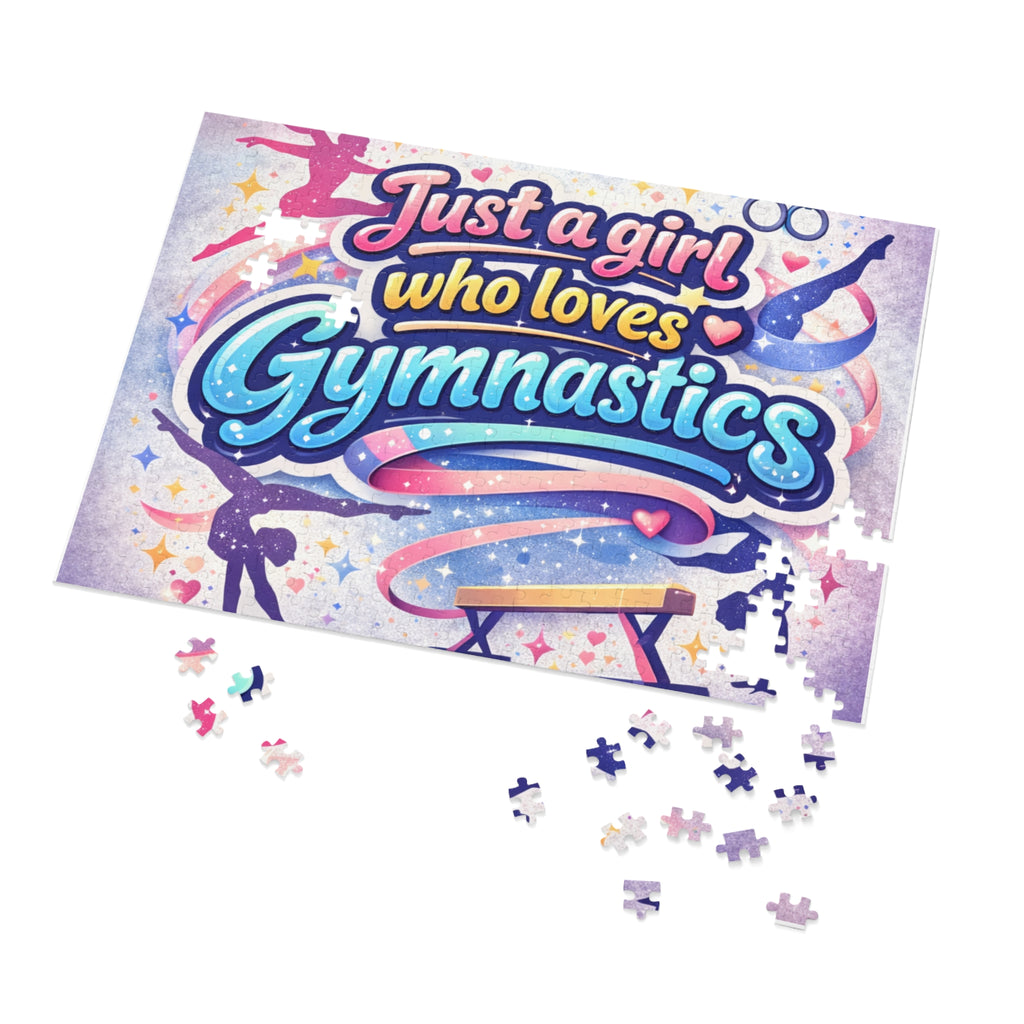 Gymnastics Jigsaw Puzzle — "Just a Girl Who Loves Gymnastics" Puzzle with Tin
