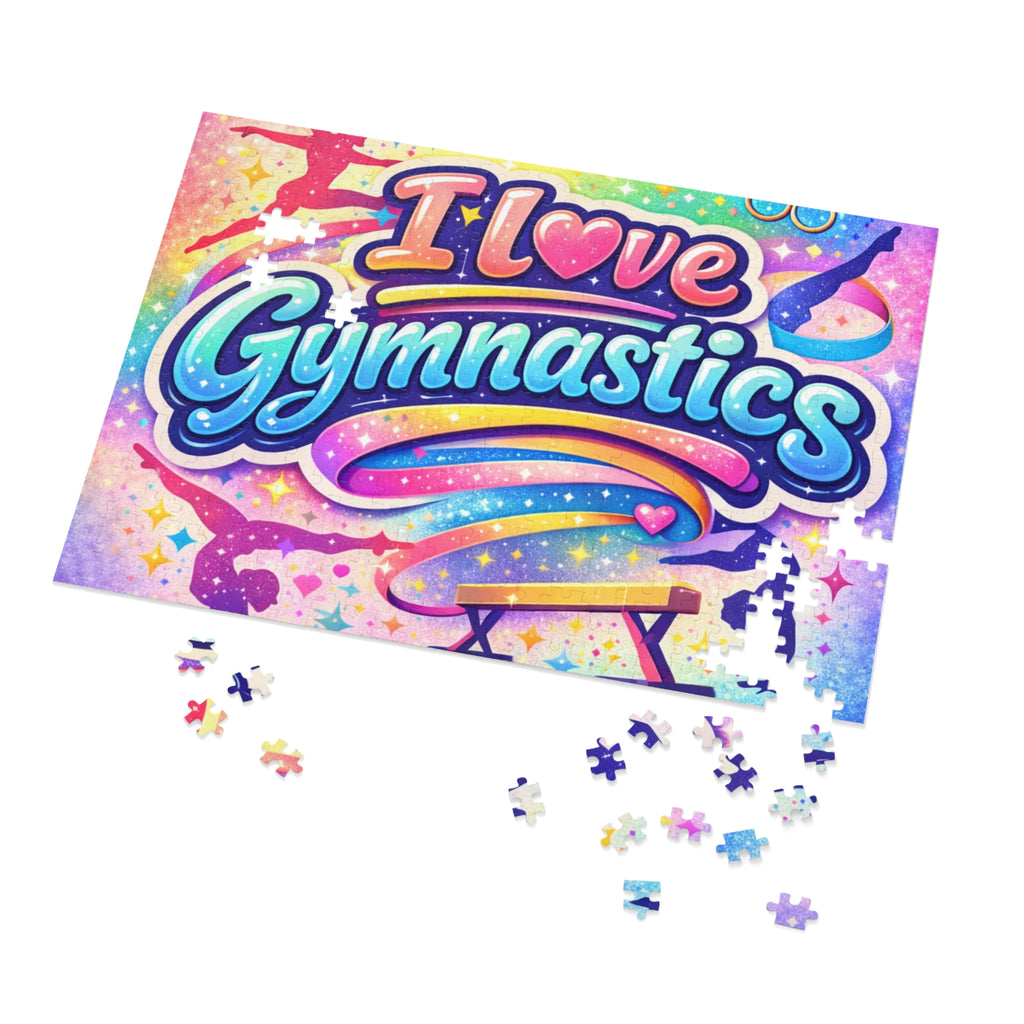 I Love Gymnastics Jigsaw Puzzle with Tin – Colorful Kids Gift