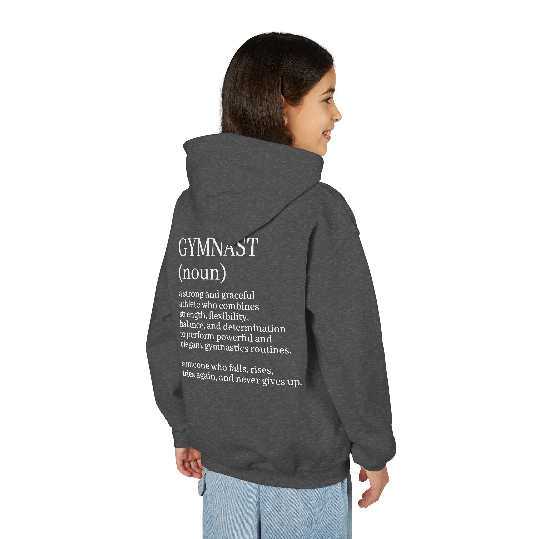 Gymnast Definition Youth Hoodie — Personalized 'NAME' Back-Print Sweatshirt