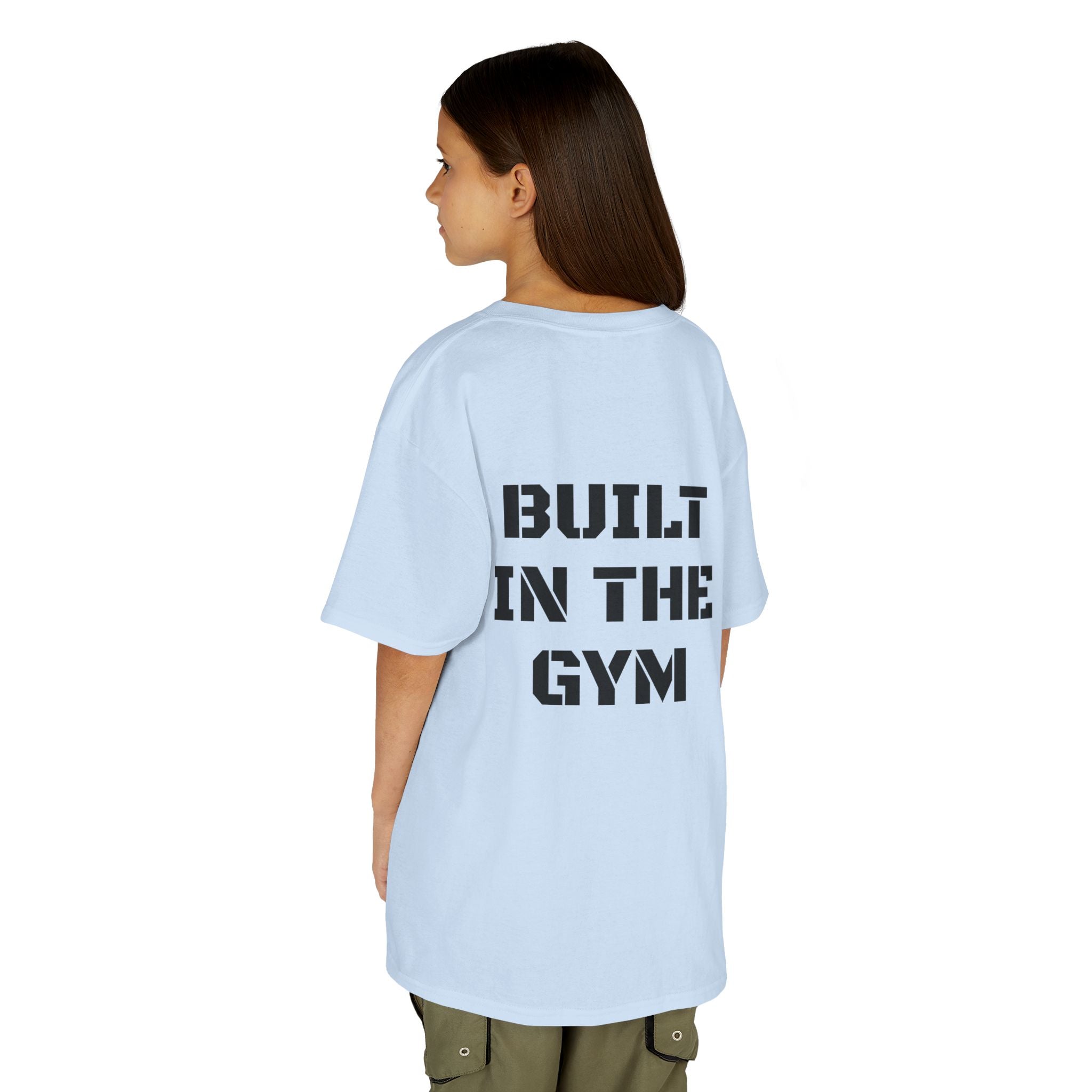Kids Tee — "Built in the Gym" Motivational Fitness Shirt