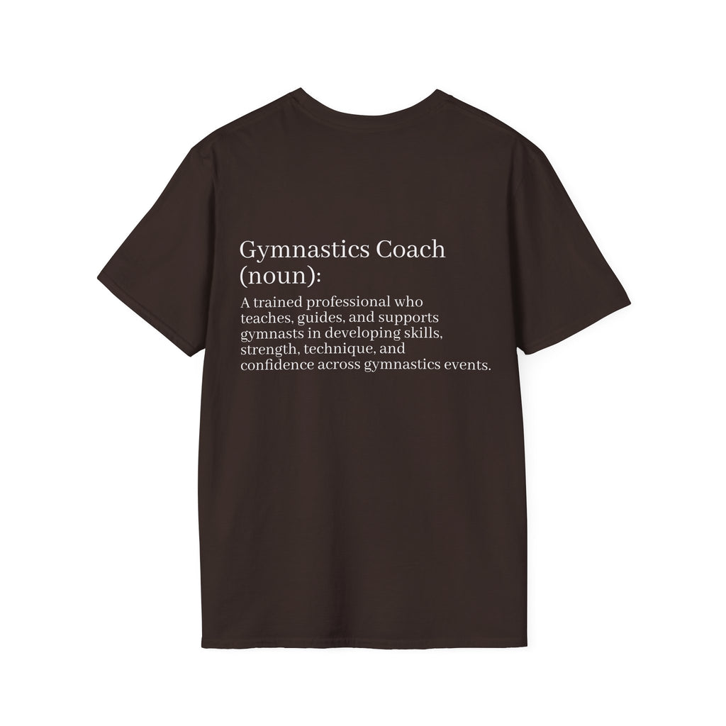 Adults Gymnastics Coach Definition T-Shirt — Back-Print Gift for Coaches
