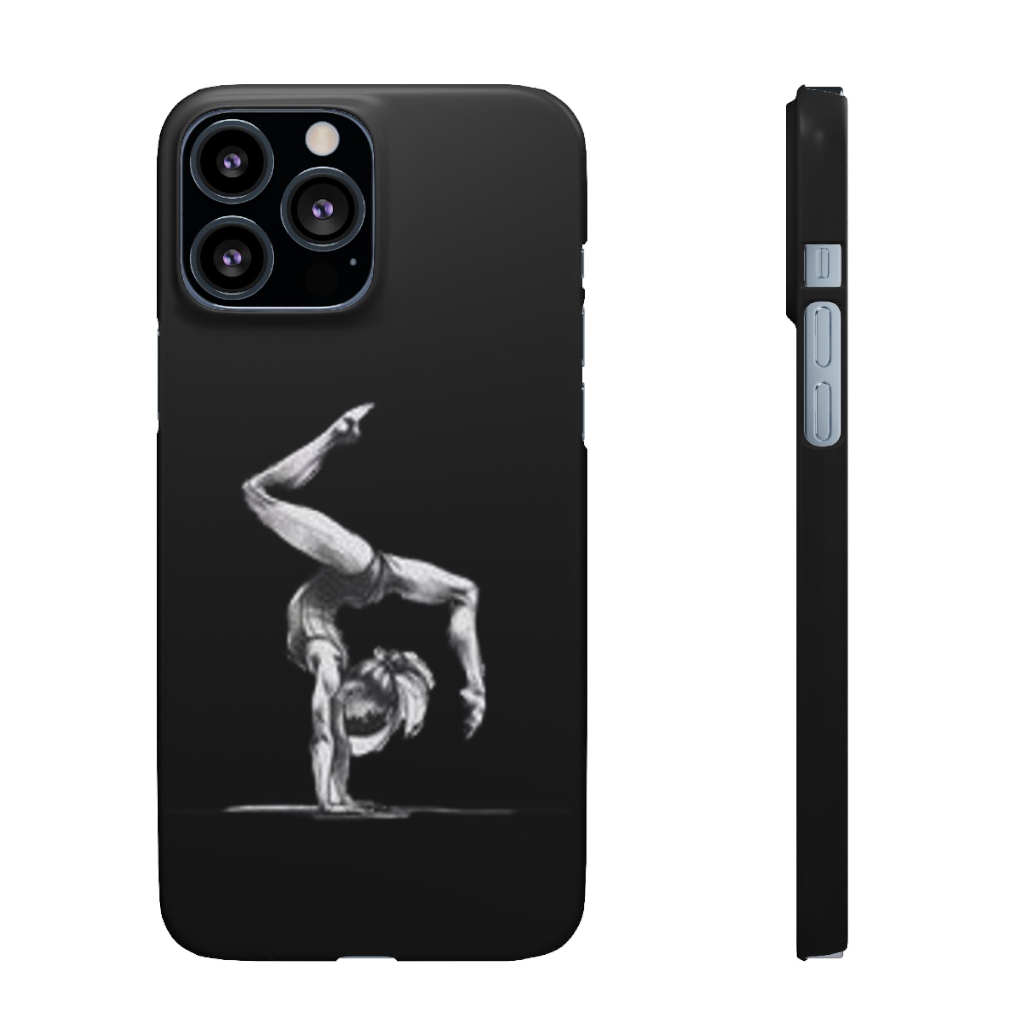 Gymnastics Phone Case — Black Chalk-Style Handstand Design
