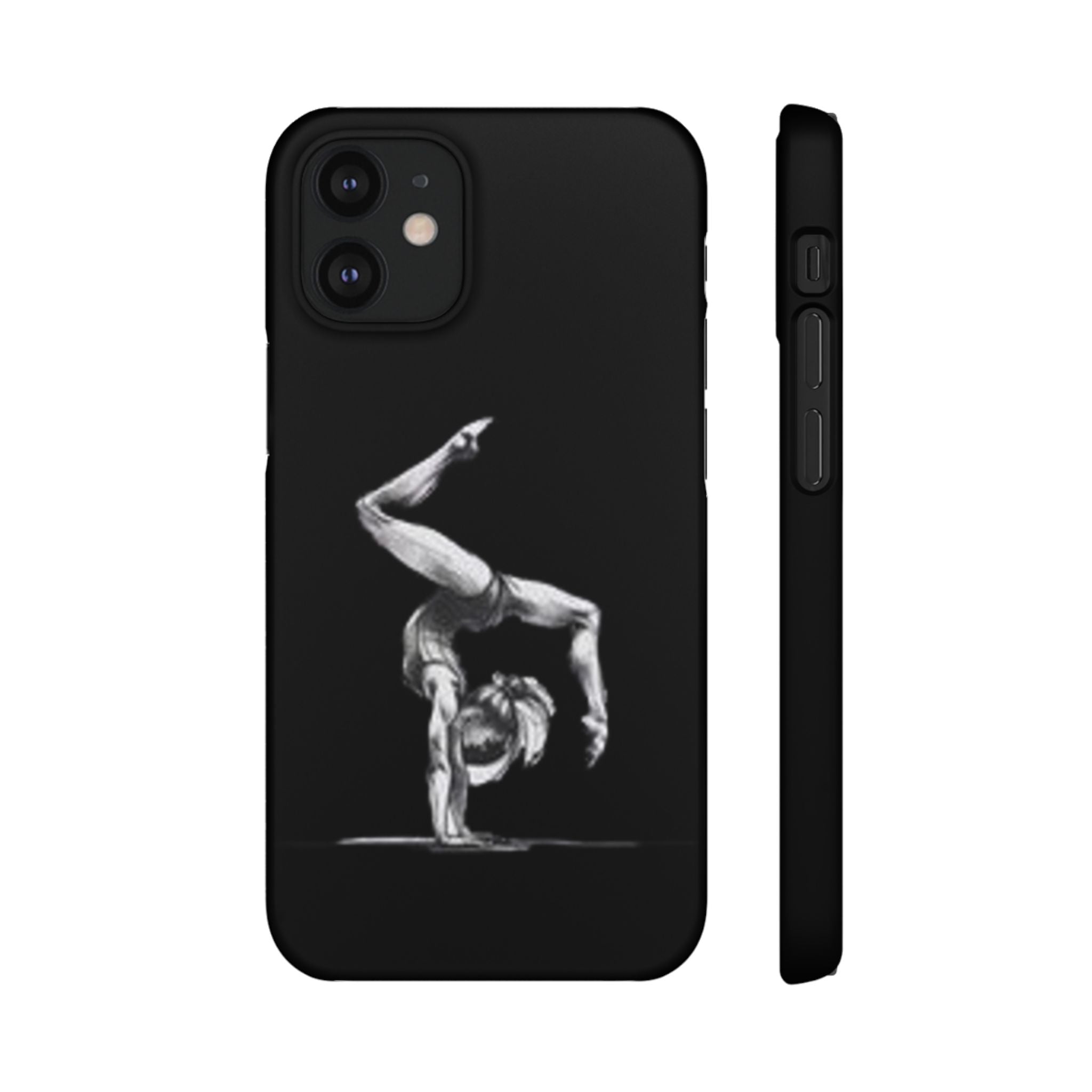 Gymnastics Phone Case — Black Chalk-Style Handstand Design