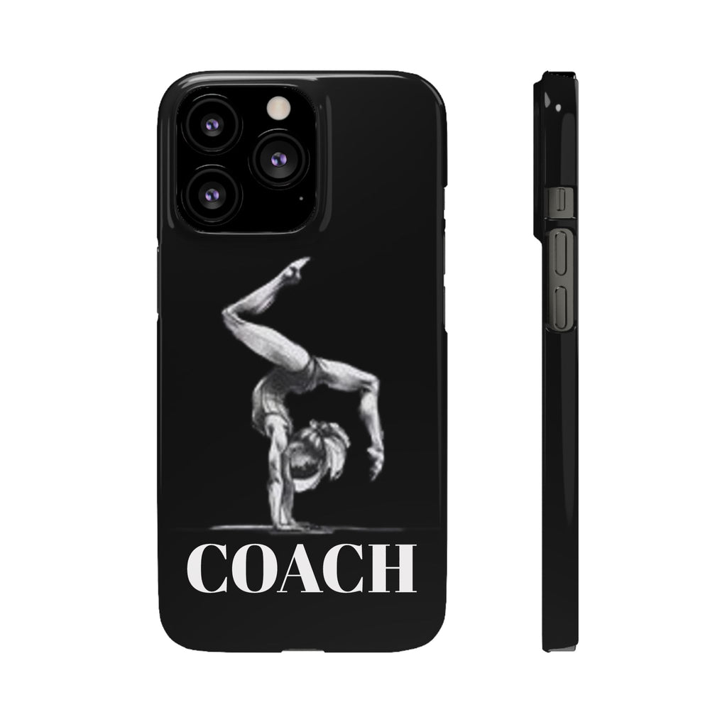 Coach Gymnastics Phone Case — Black Snap Phone Cover with Gymnast Silhouette