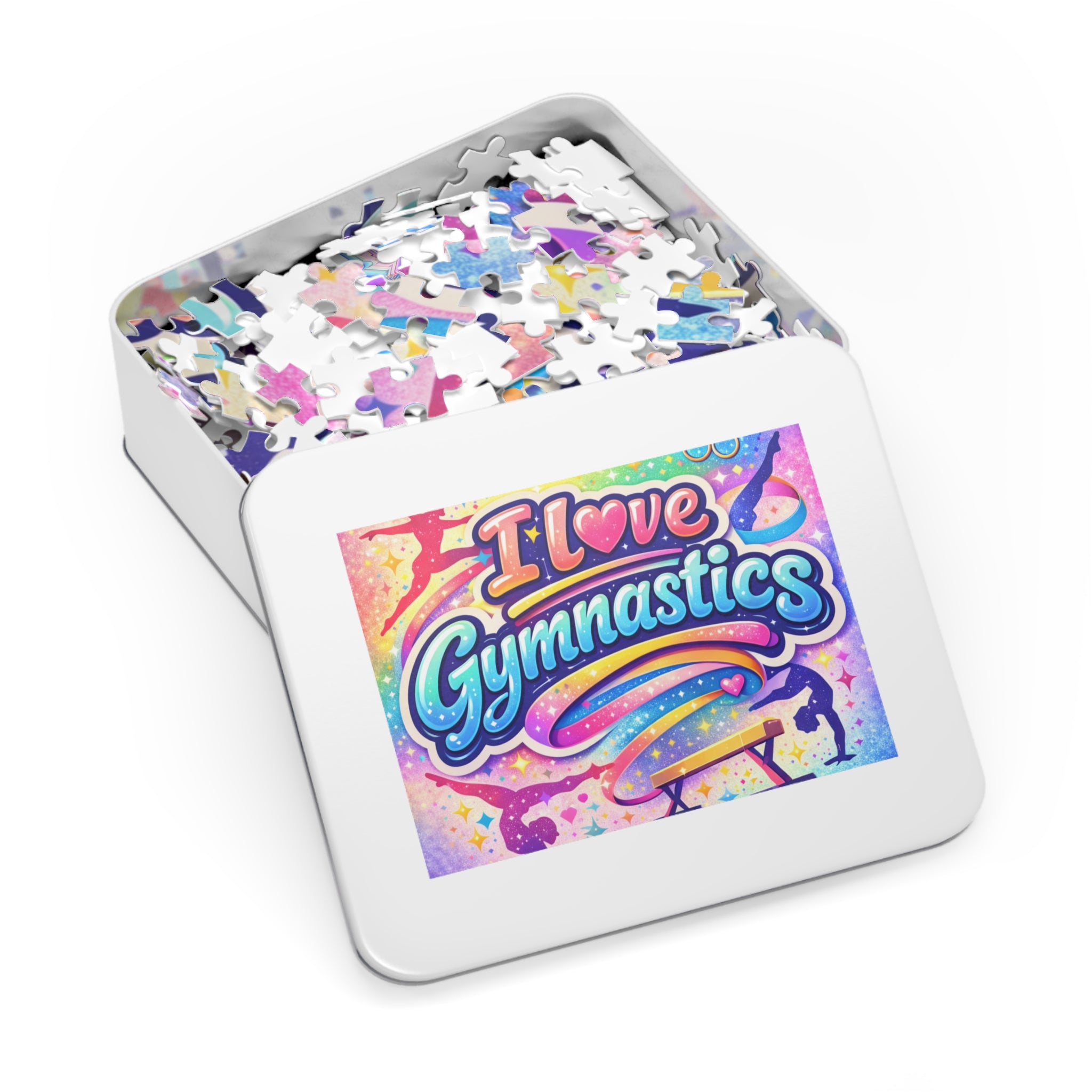 I Love Gymnastics Jigsaw Puzzle with Tin – Colorful Kids Gift