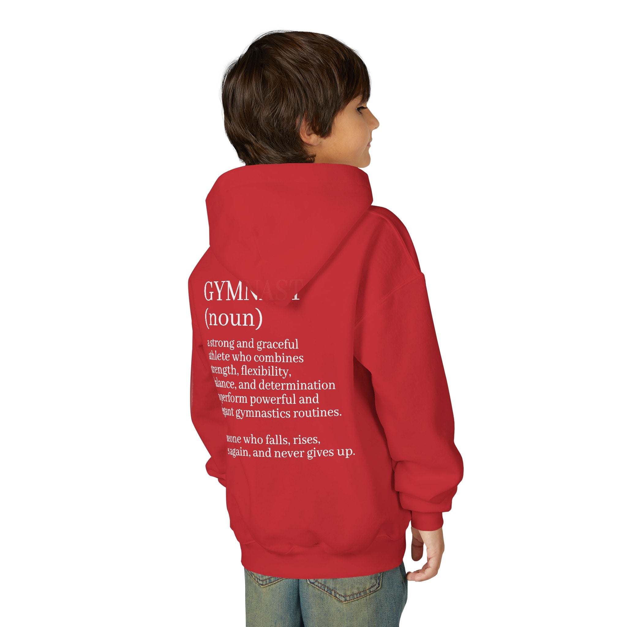 Gymnast Definition Youth Hoodie — Personalized 'NAME' Back-Print Sweatshirt