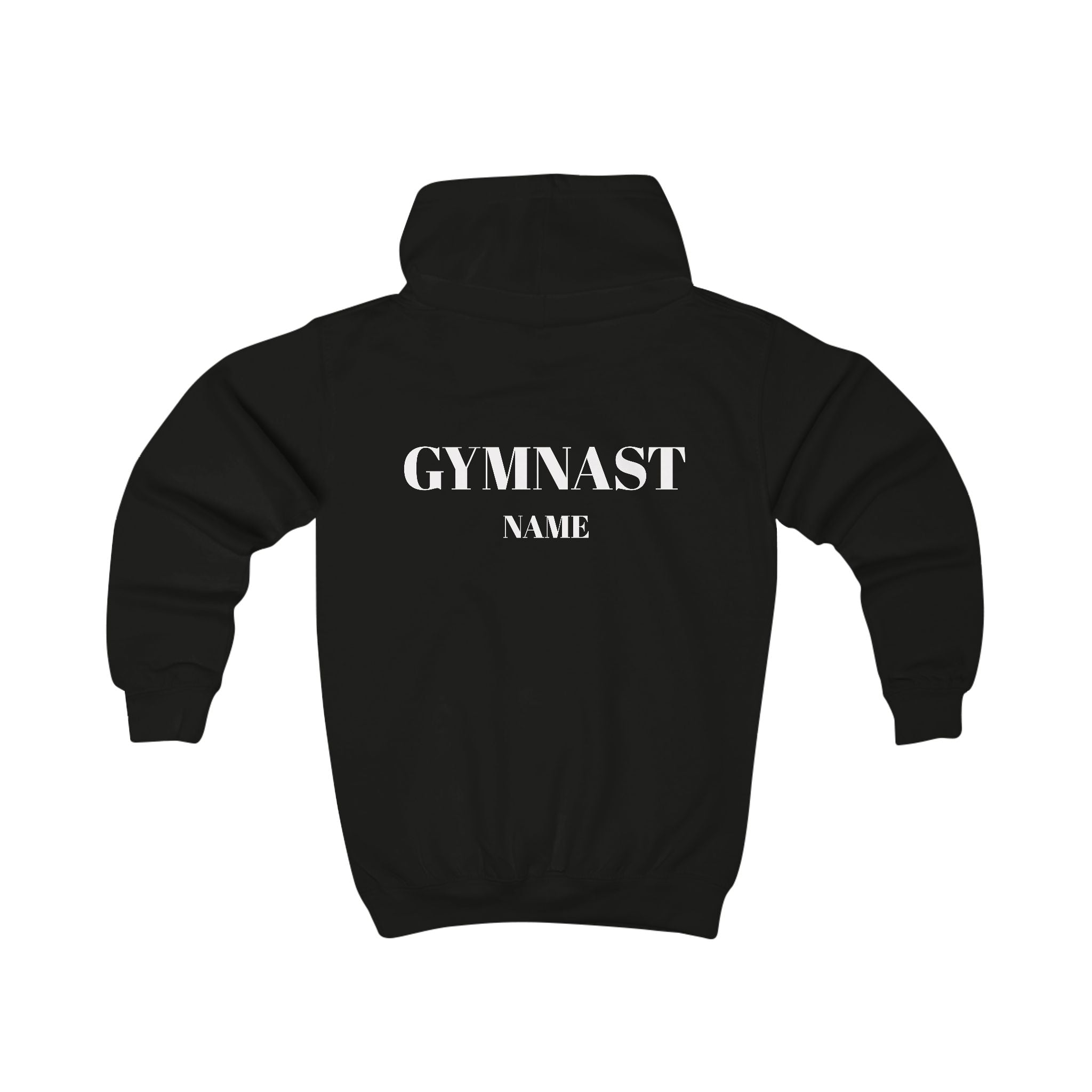 Personalized Club Logo Kids Gymnast Hoodie – Personalized "GYMNAST" Backprint