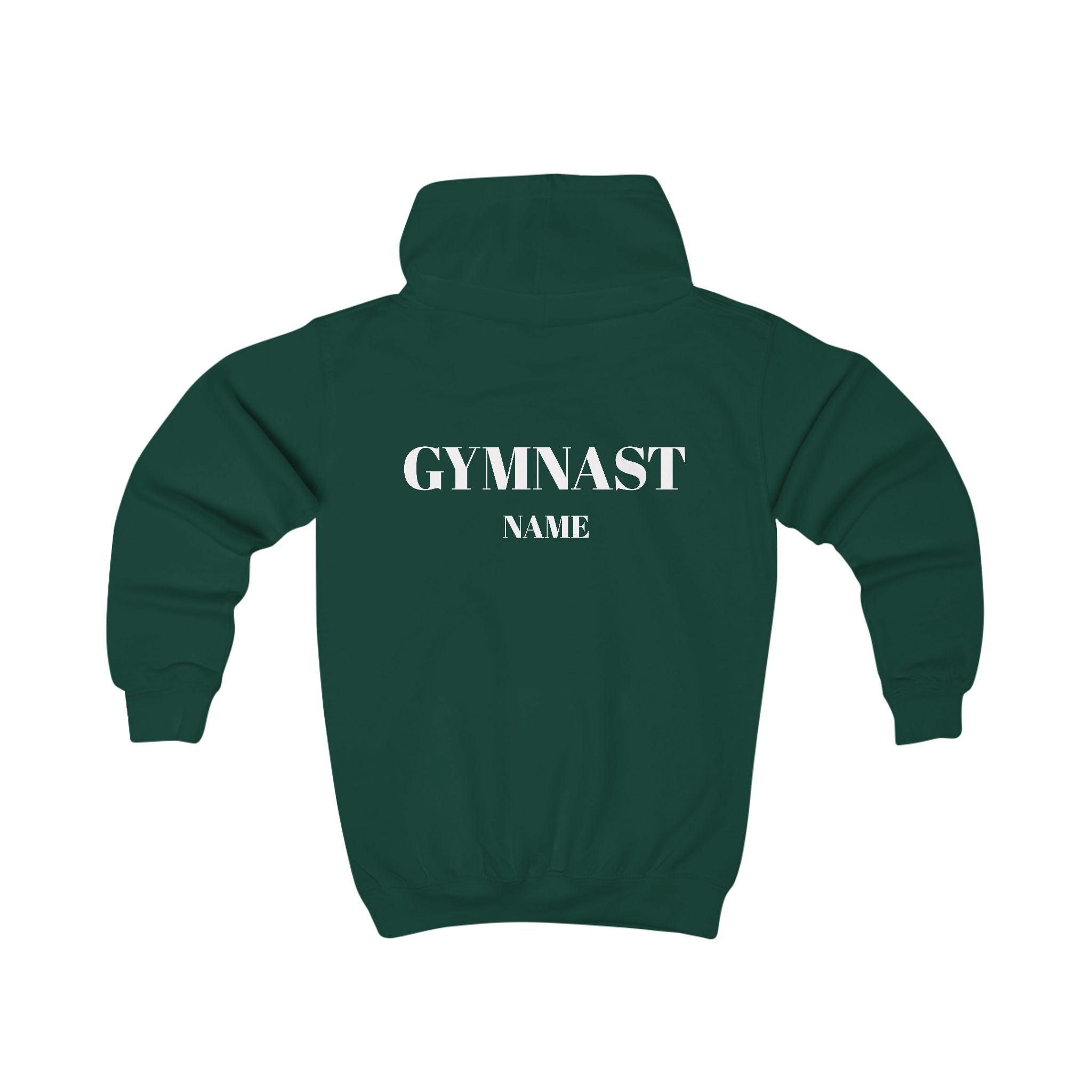 Personalized Club Logo Kids Gymnast Hoodie – Personalized "GYMNAST" Backprint