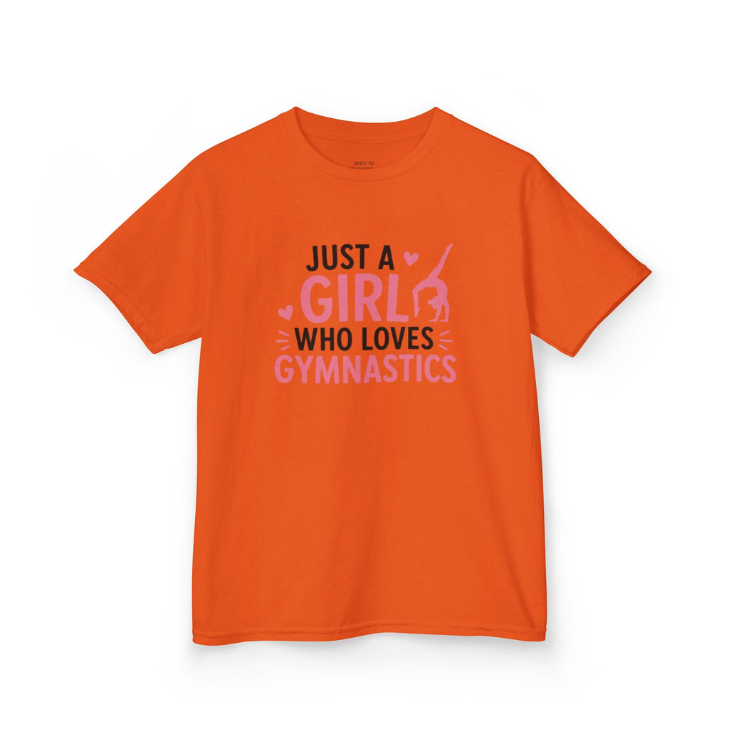 Kids Gymnastics T-Shirt - "Just a Girl Who Loves Gymnastics" Pink Design