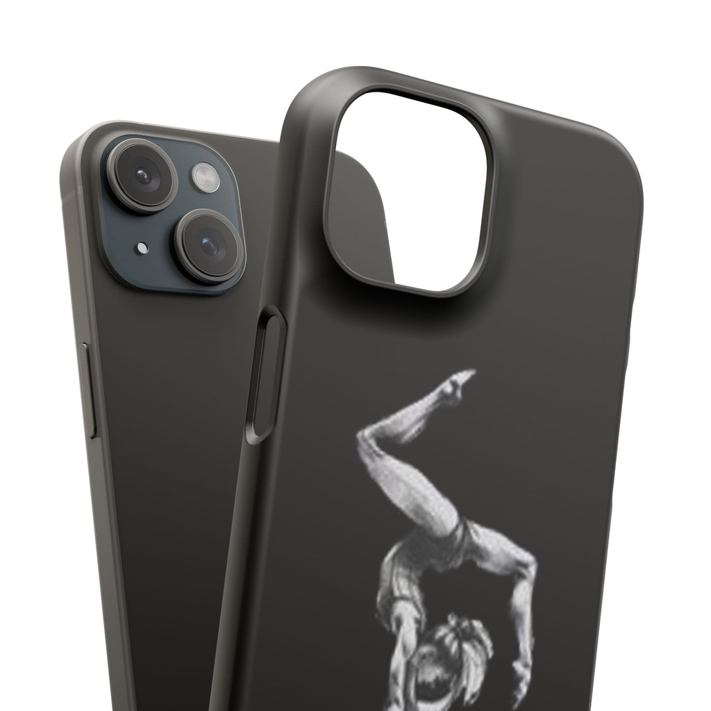 Coach Gymnastics Phone Case — Black Snap Phone Cover with Gymnast Silhouette