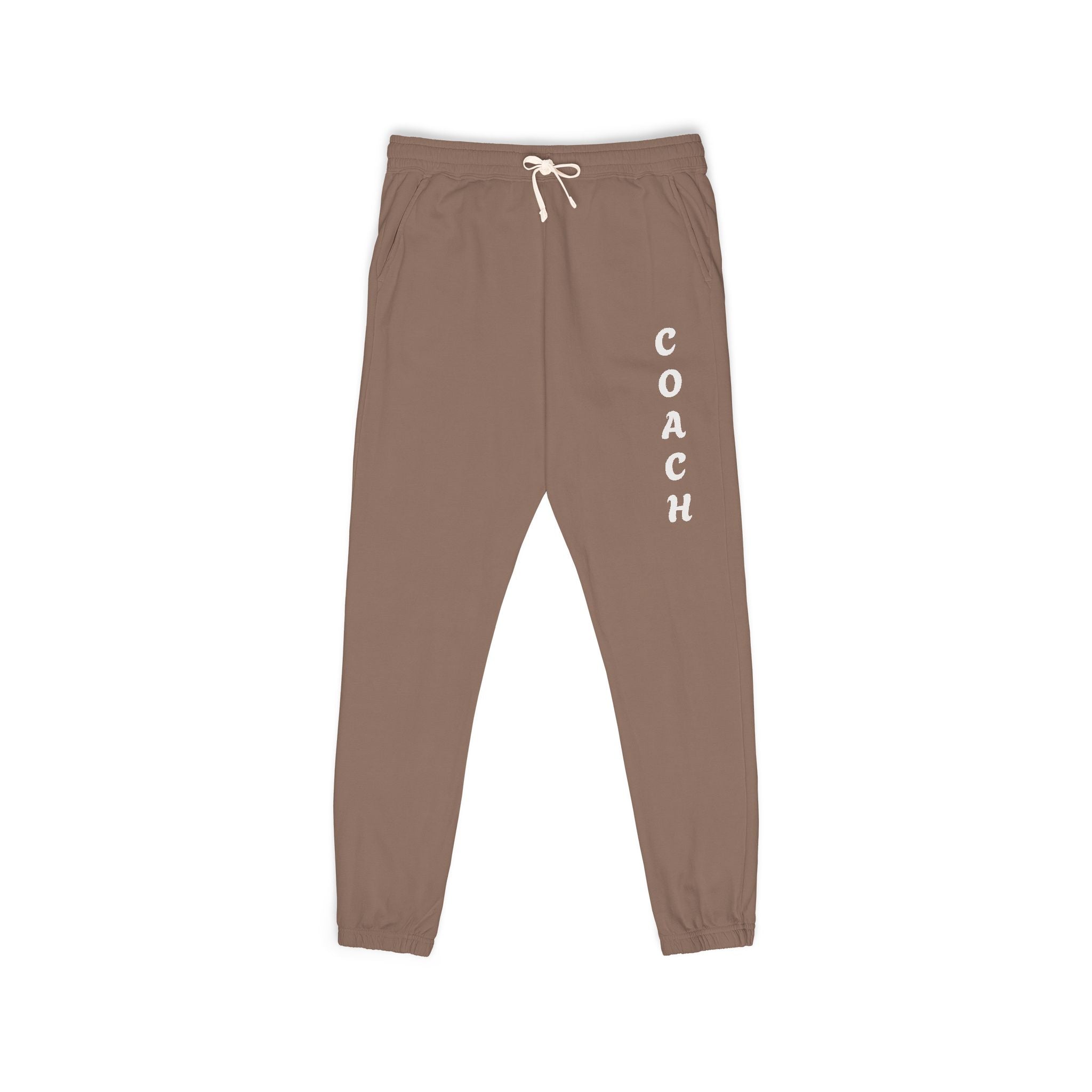 Adults Coach Vertical Logo Sweatpants — Garment-Dyed Fleece Joggers