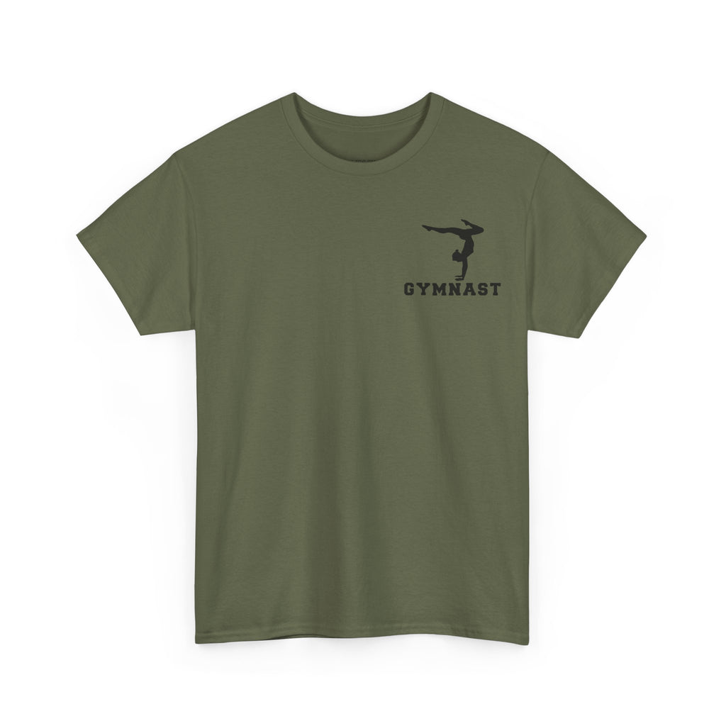 Gymnast Silhouette T-Shirt — "GYMNAST" Chest Logo Athletic Tee (Adults)