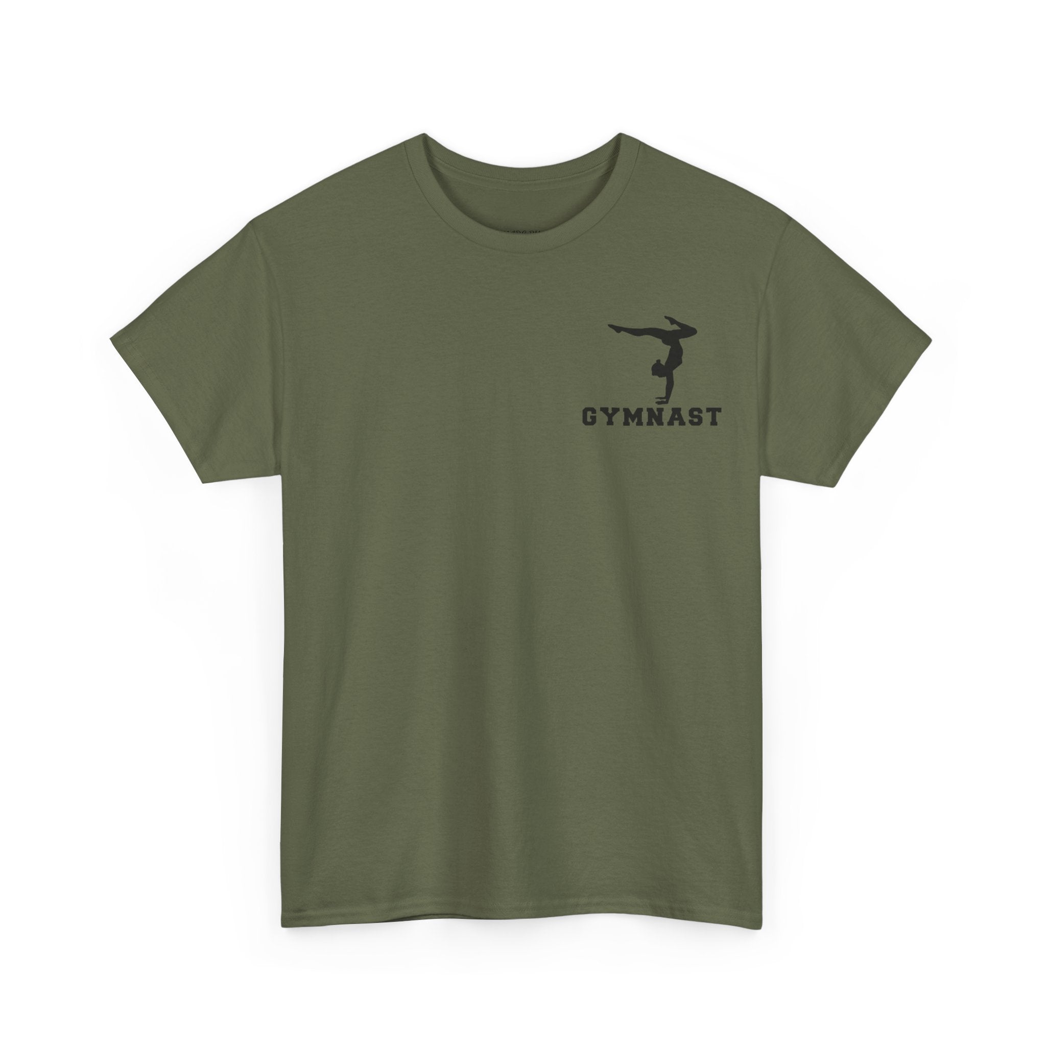 Gymnast Silhouette T-Shirt — "GYMNAST" Chest Logo Athletic Tee (Adults)