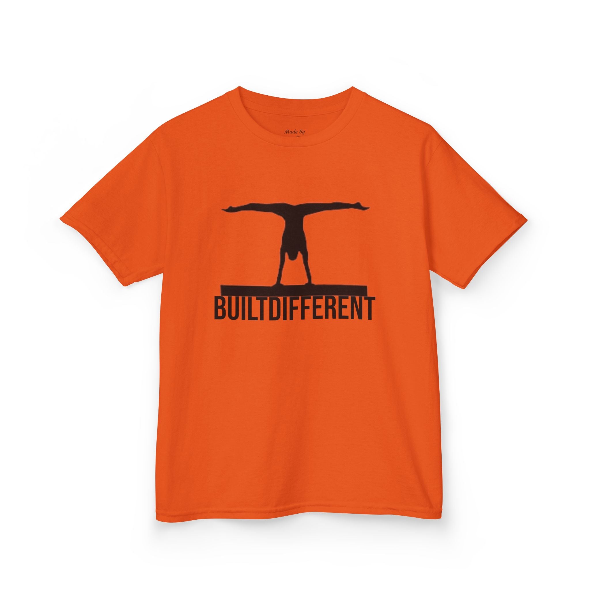 Kids T-Shirt — 'BUILTDIFFERENT' Gymnast Silhouette Tee
