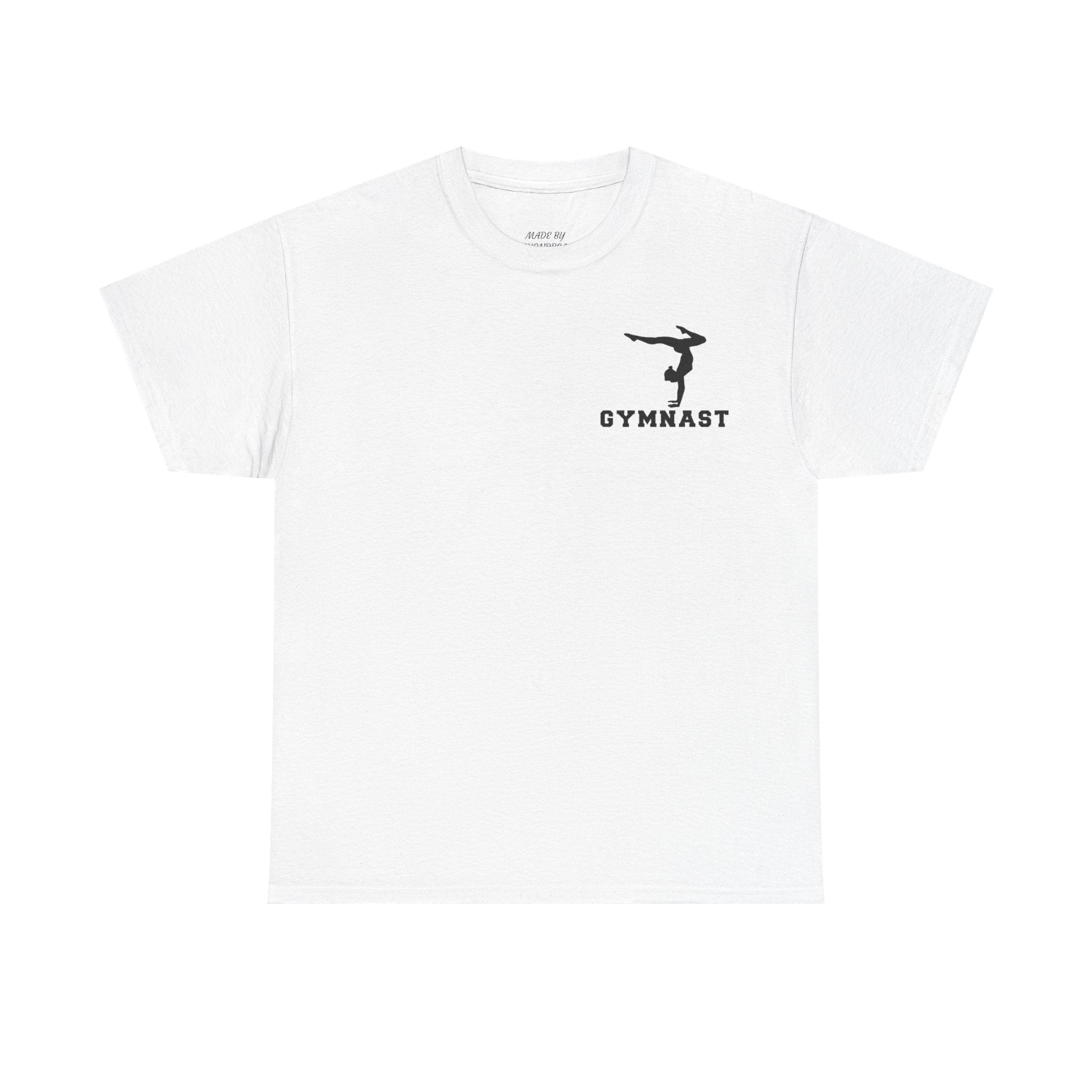 Gymnast Silhouette T-Shirt — "GYMNAST" Chest Logo Athletic Tee (Adults)