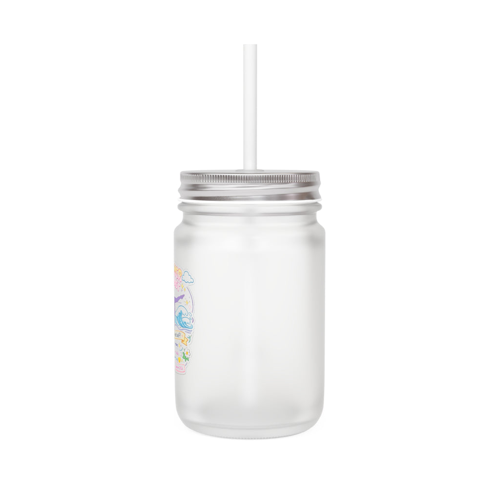 Summer Gymnast Mason Jar Tumbler with Straw — Beach Vibes Drink Jar