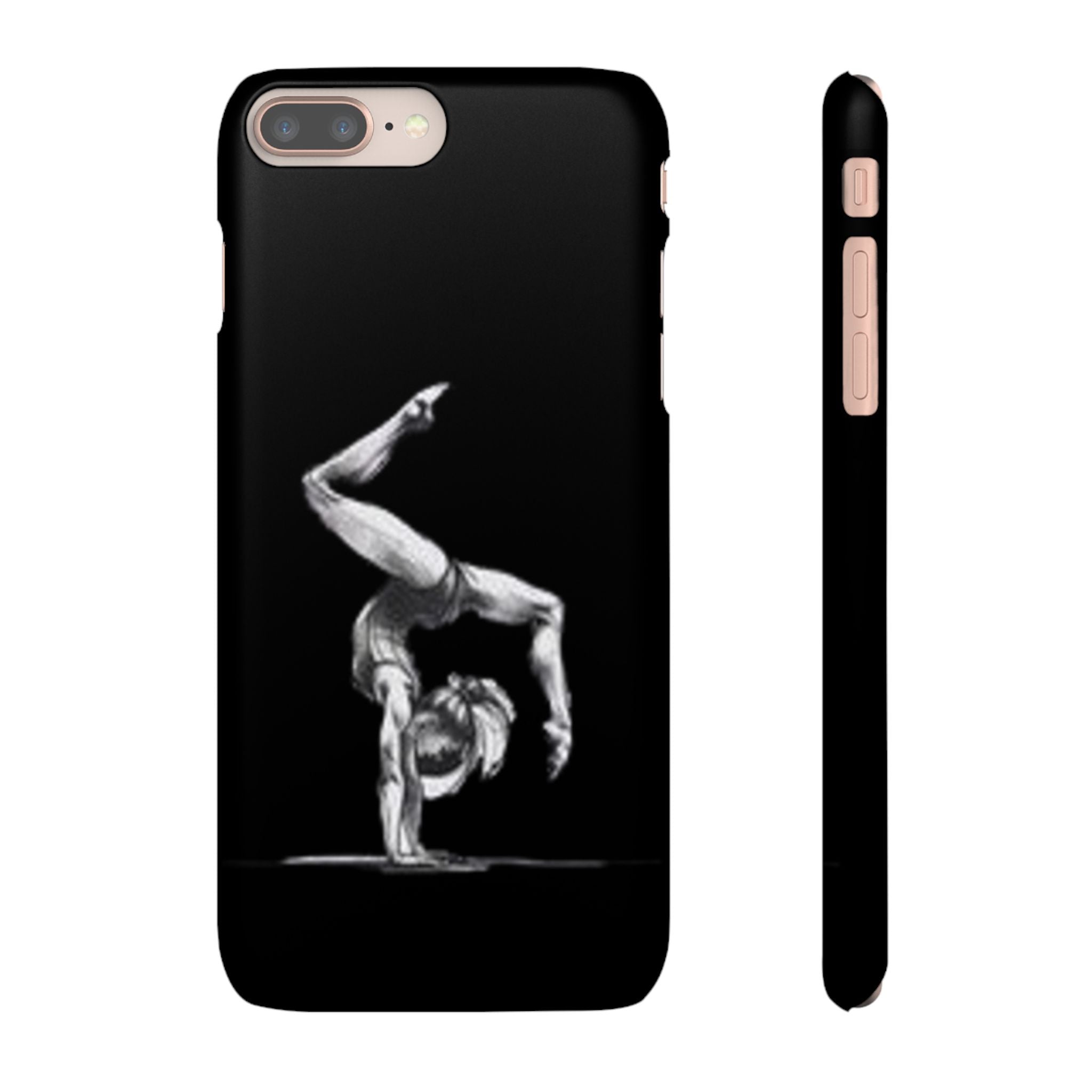 Gymnastics Phone Case — Black Chalk-Style Handstand Design