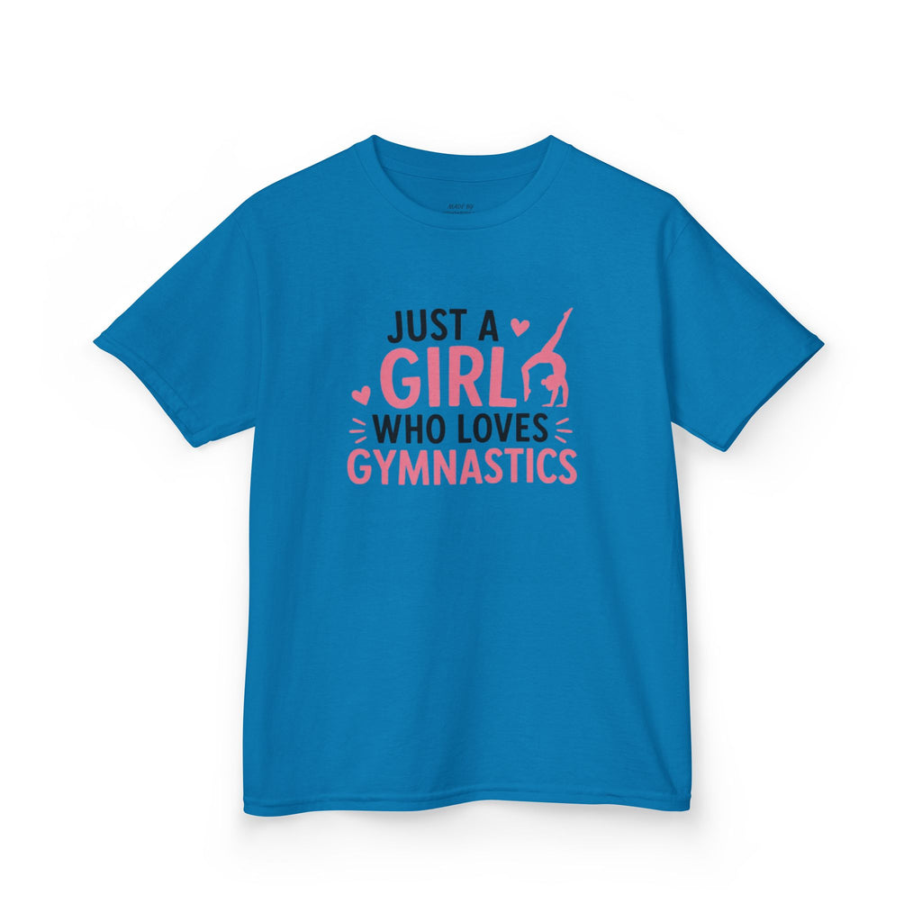Kids Gymnastics T-Shirt - "Just a Girl Who Loves Gymnastics" Pink Design