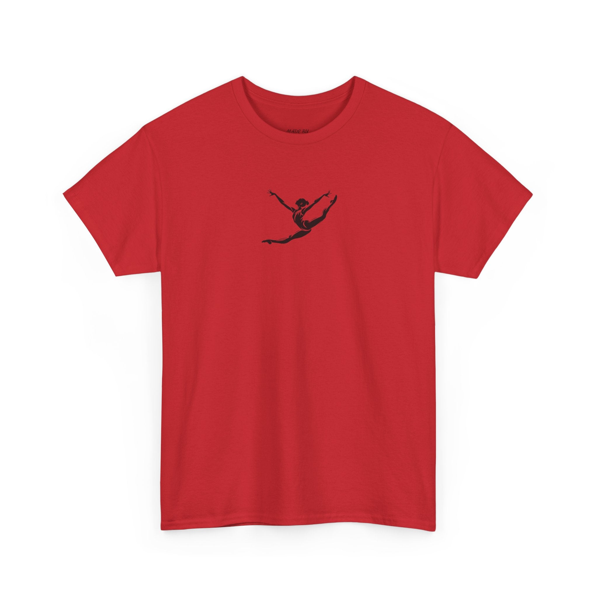 Gymnast Minimalist Tee — Small Graceful Leap Graphic T-Shirt (Adults)