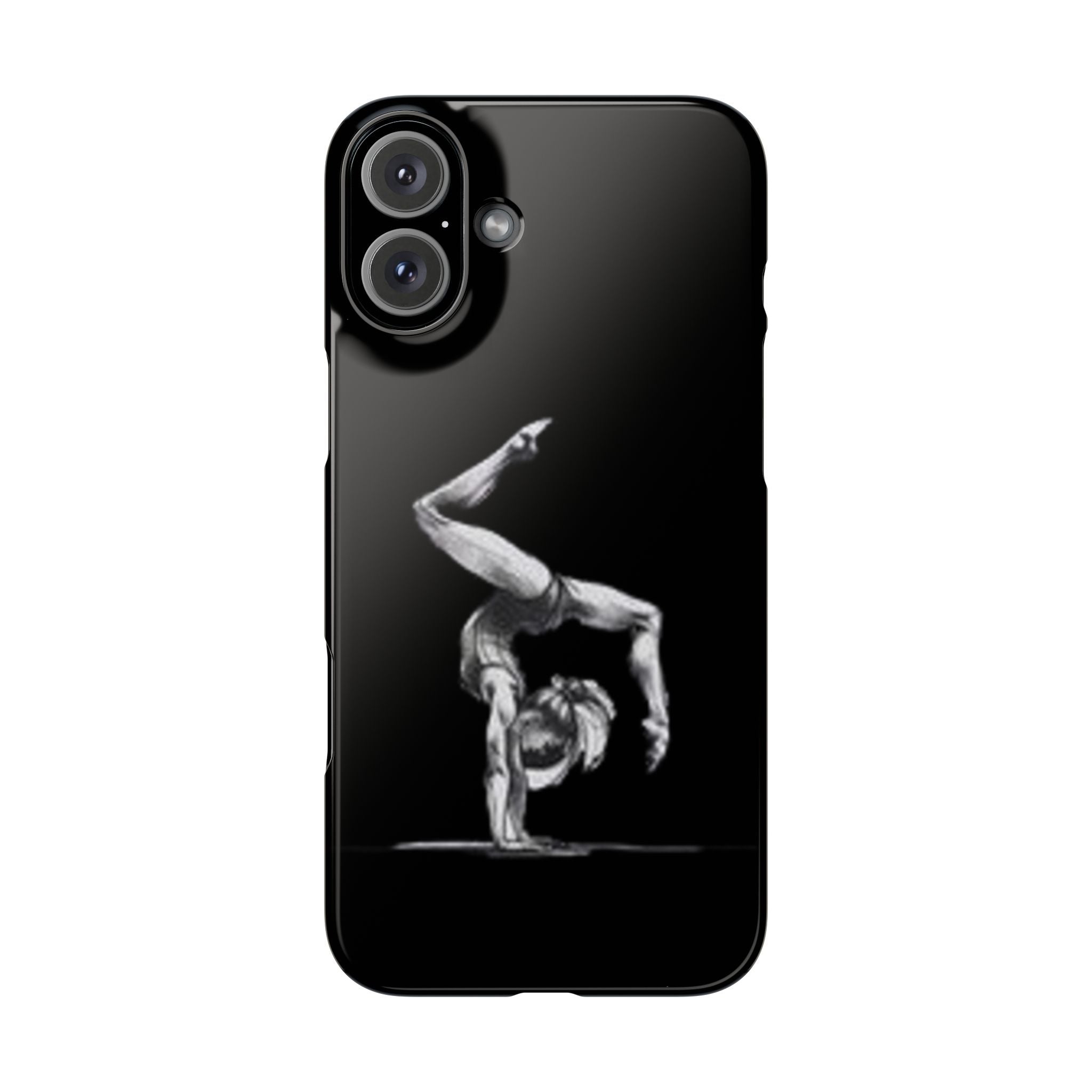 Gymnastics Phone Case — Black Chalk-Style Handstand Design
