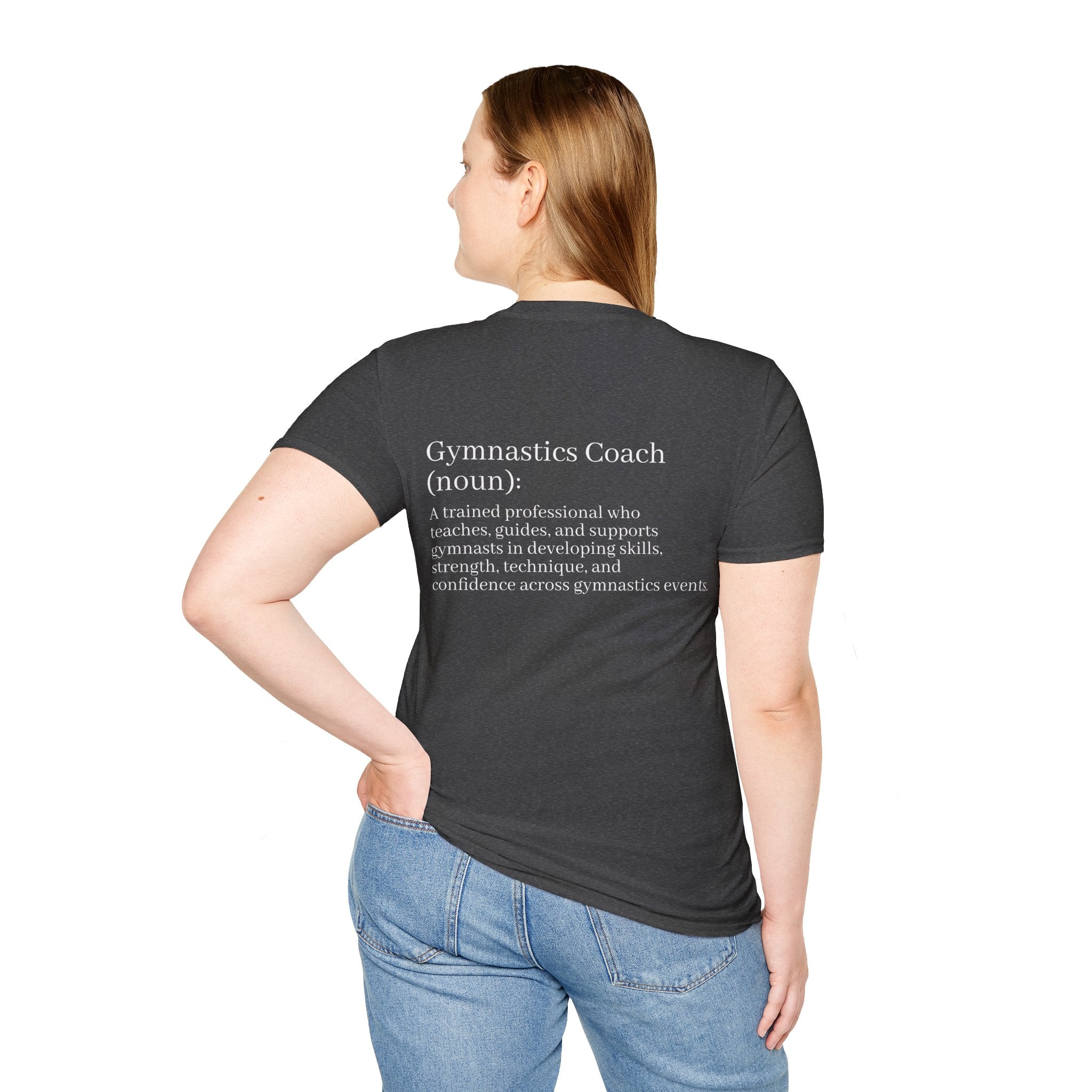 Adults Gymnastics Coach Definition T-Shirt — Back-Print Gift for Coaches