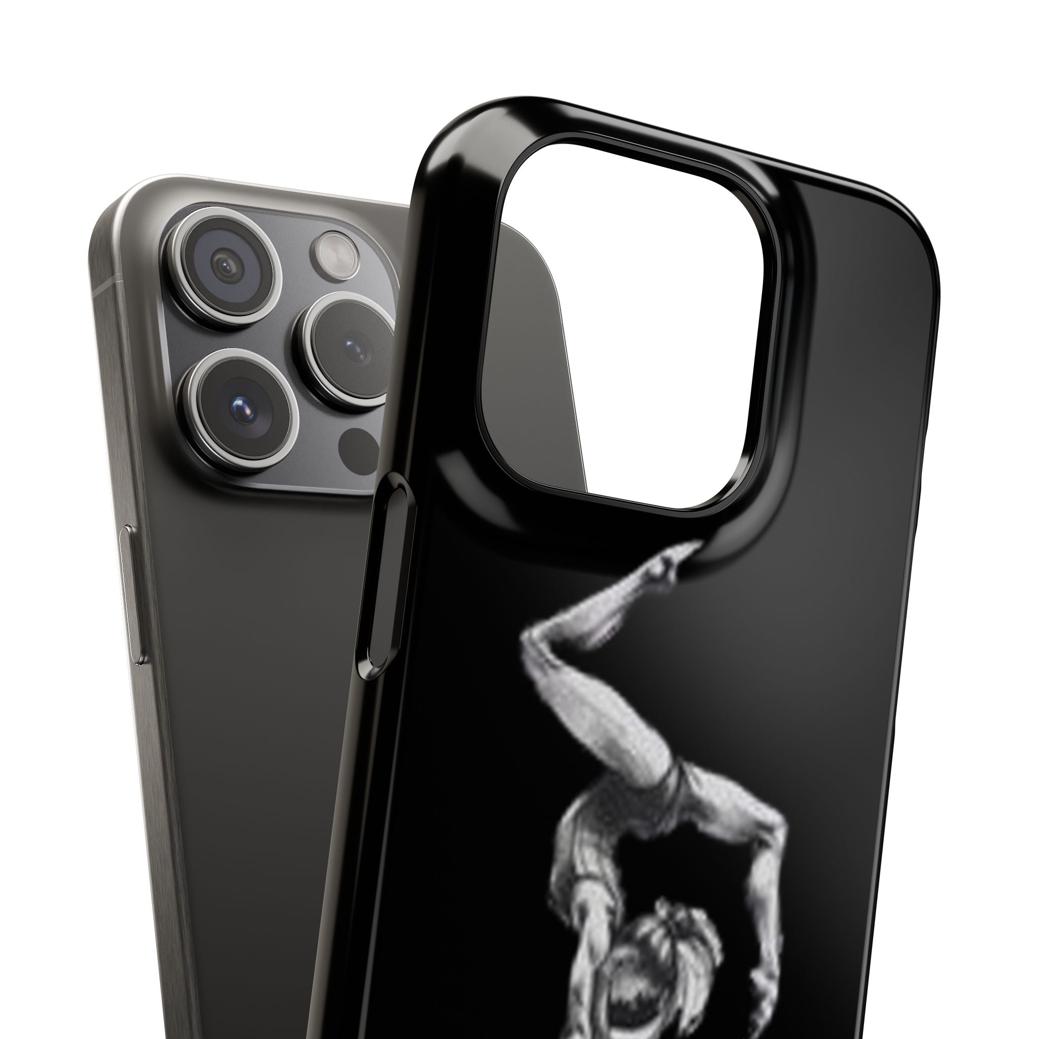 Coach Gymnastics Phone Case — Black Snap Phone Cover with Gymnast Silhouette