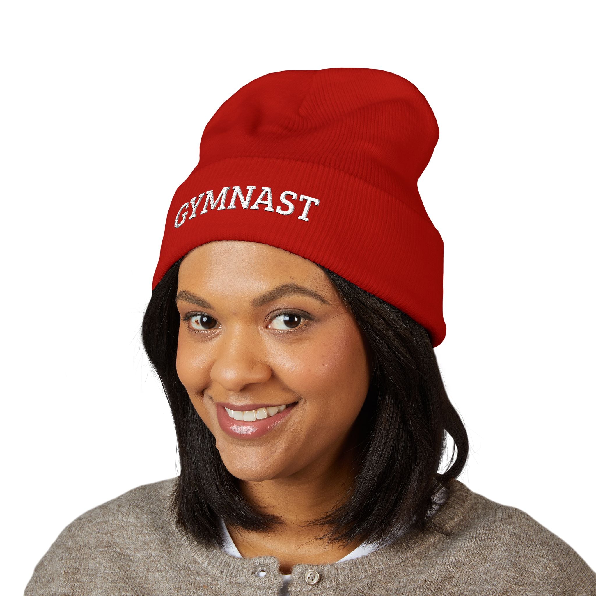 Gymnast Embroidered Cuffed Beanie